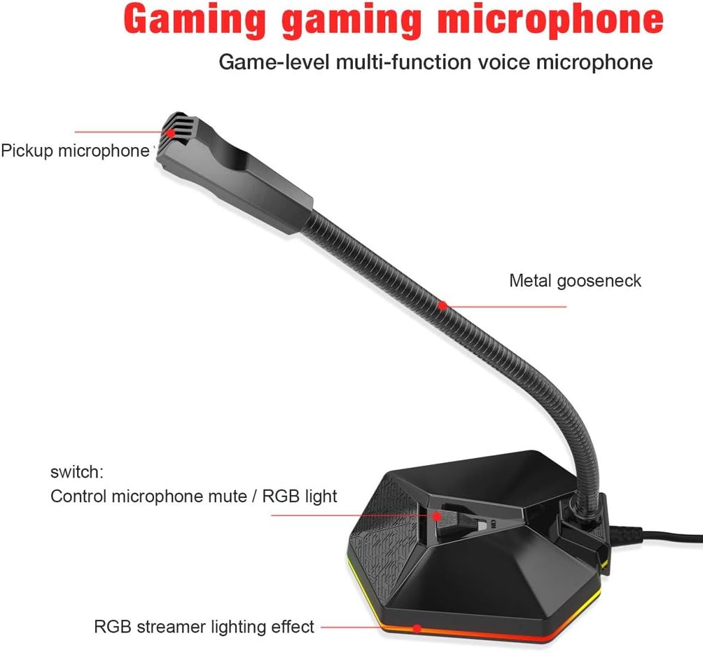 Computer USB Microphone Light-Emitting Flexible Free Drive Sound Card Noise Reduction Microphone