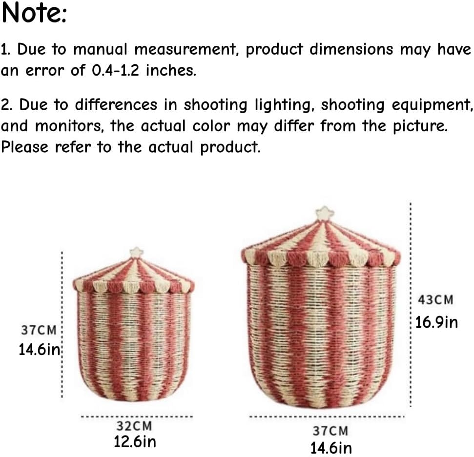 Creative Laundry Hamper, Paper Rope Laundry Basket with Lid, Round Laundry Storage Bin with Metal Frame for Household Storage(Blue,Large)