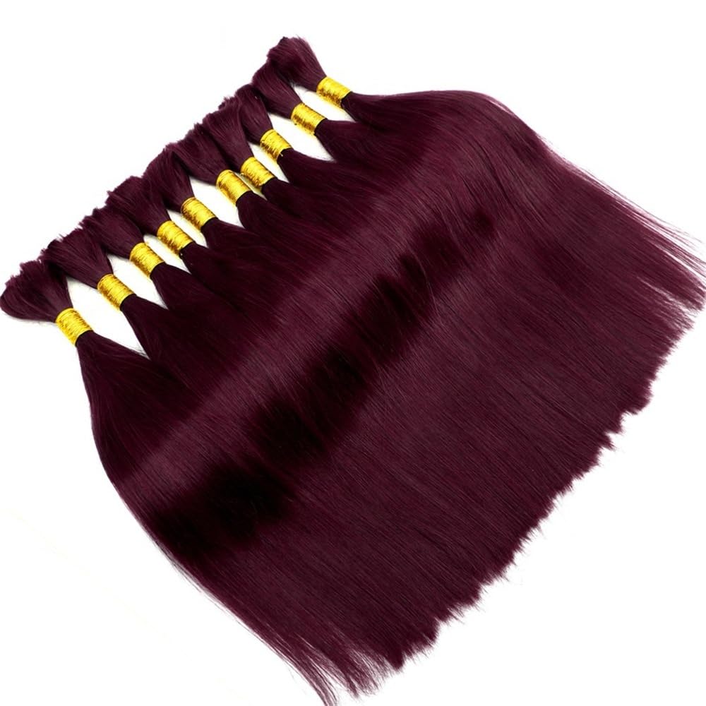 Splatanie włosów Farbowane wstępnie 99J# brazylijskie włosy ludzkie proste bez osnowy Remy Bulk Hair Extension do zaplatania Kobieta(28 Inch)