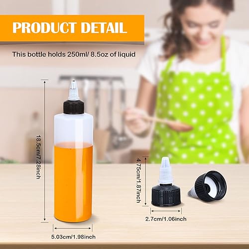 Miniatura 2 de Honeydak Paquete de 30 botellas exprimibles de 8.5 onzas para salsa, botellas de plástico para condimentos, rociador, botella dispensadora de