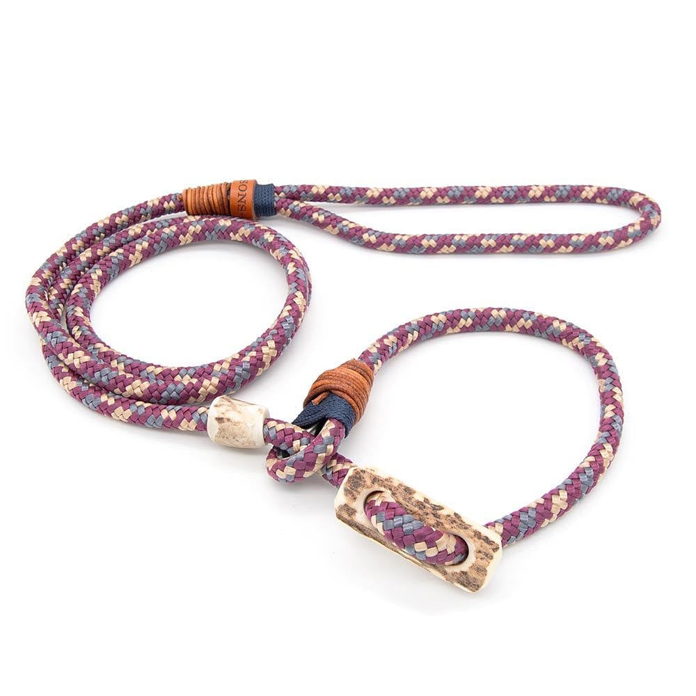 Retriever-Leine/Moxonleine Elegant-Style | handgefertigte Hundeleine aus Tau mit Halsbandfunktion & Horn-Stopper | 10mm – kraftvoll, stilvoll & komfortabel | Training, Alltag & Spaziergang