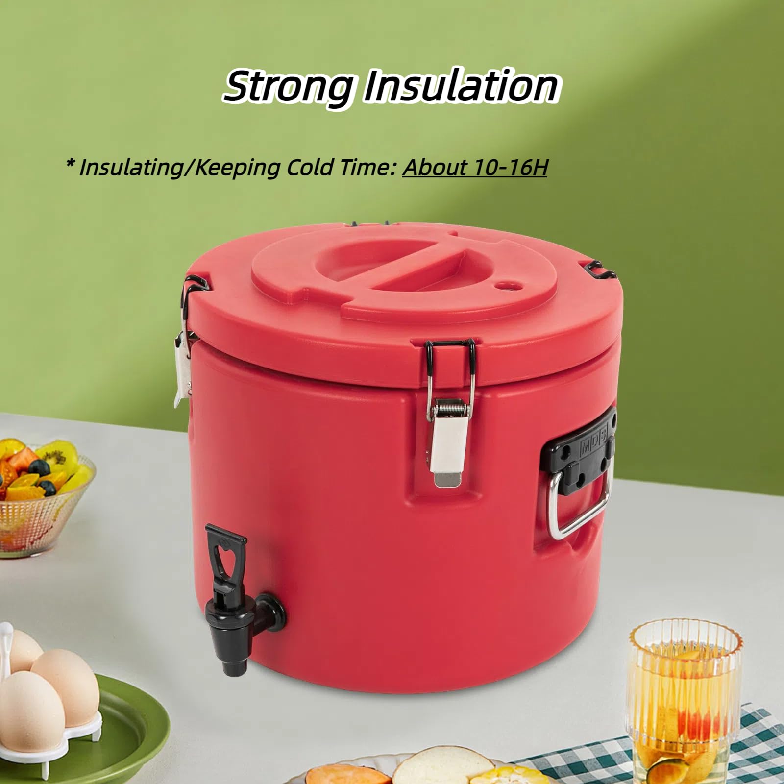 Insulated Beverage Dispenser 5.3 Gal Stainless Steel Hot Drink Dispenser Portable Cooler Water Beverage Dispenser with Faucet & Handles for Camping Party Events