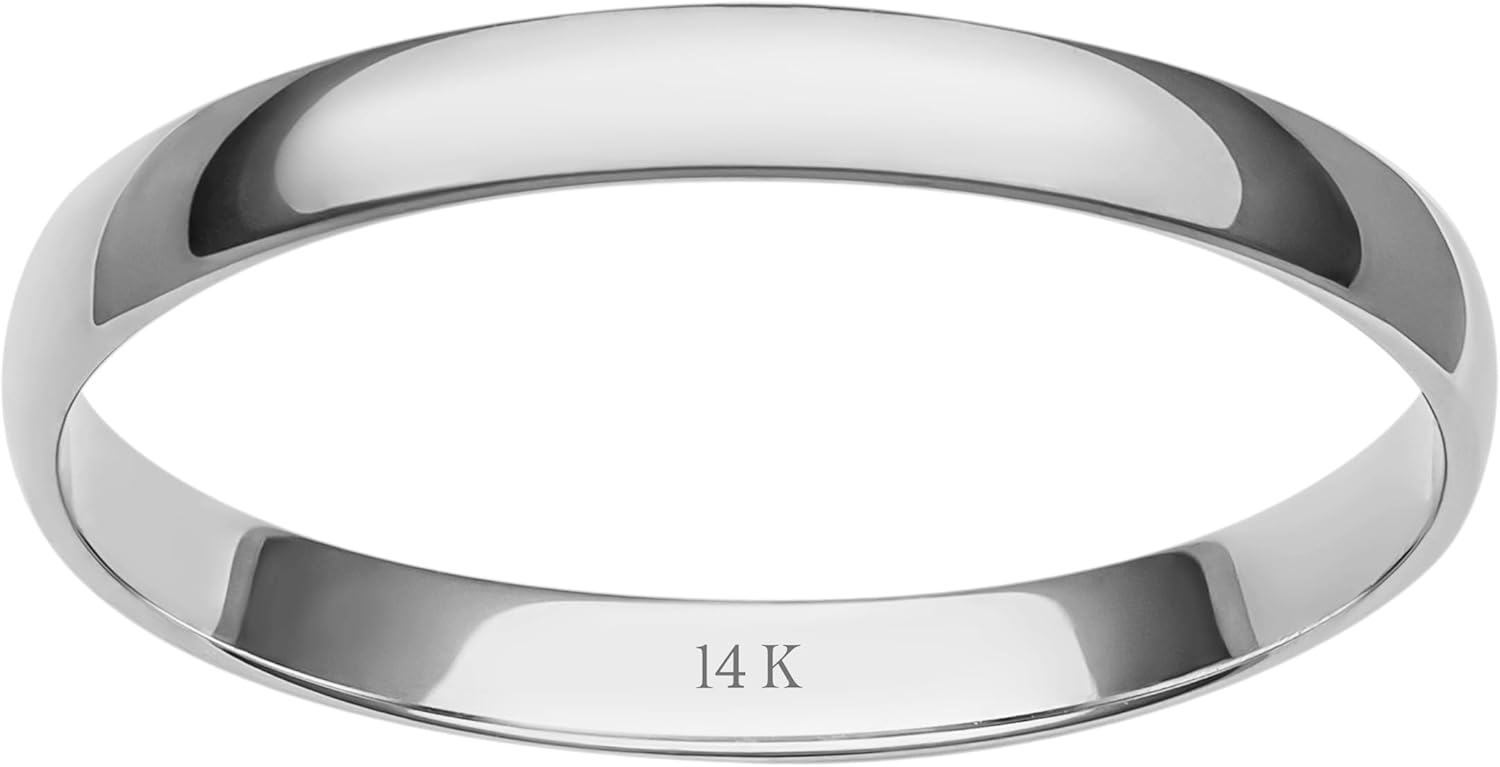 Women's 10K or 14K Rose, White or Yellow Gold 2MM Petite Classic Plain Wedding Band by Brilliant Expressions