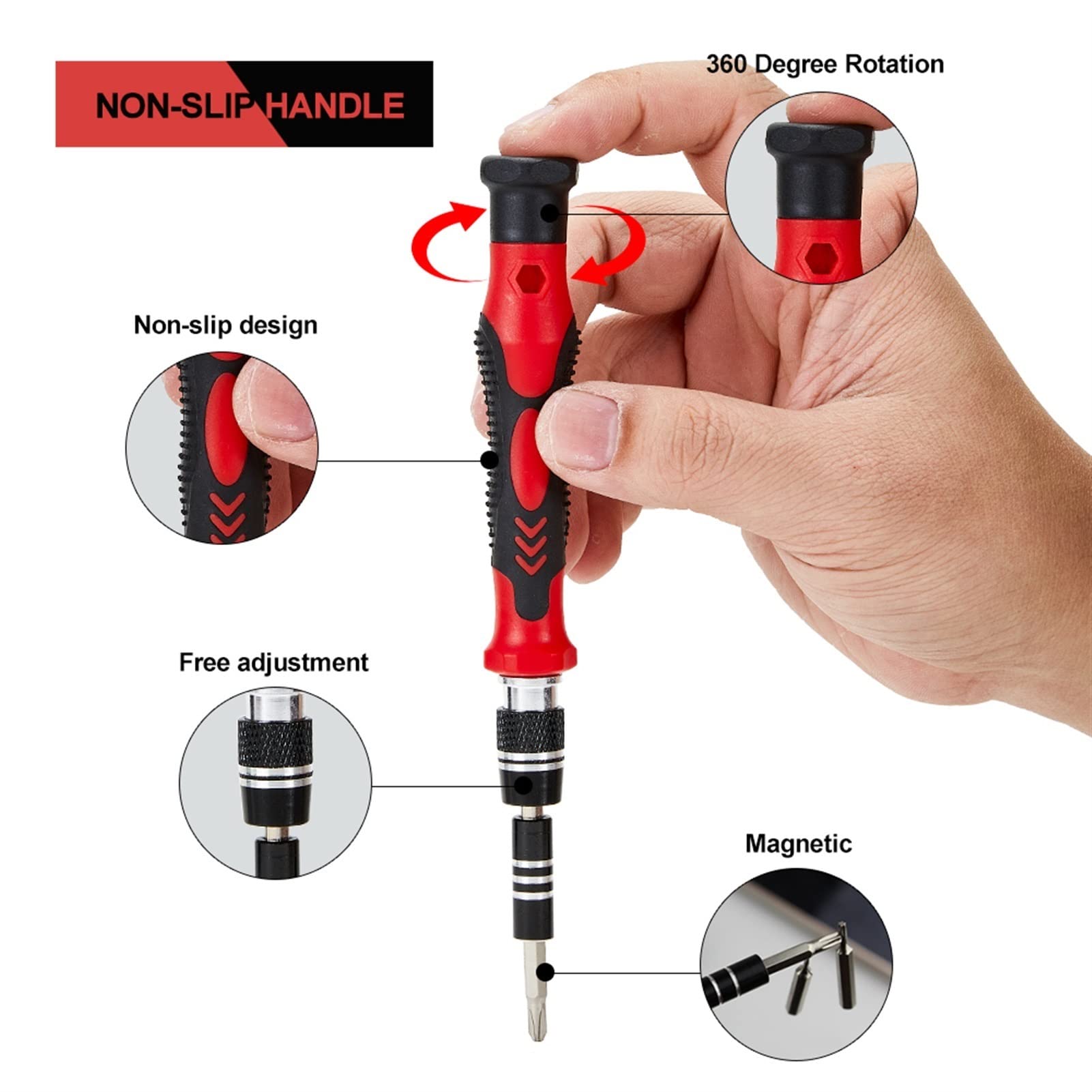 Schraubendreher Set magnetische sschraubendreher Bit Set 135 in 1 Reparatur Handwerkzeugkit for Handy (Color : 115-Red)