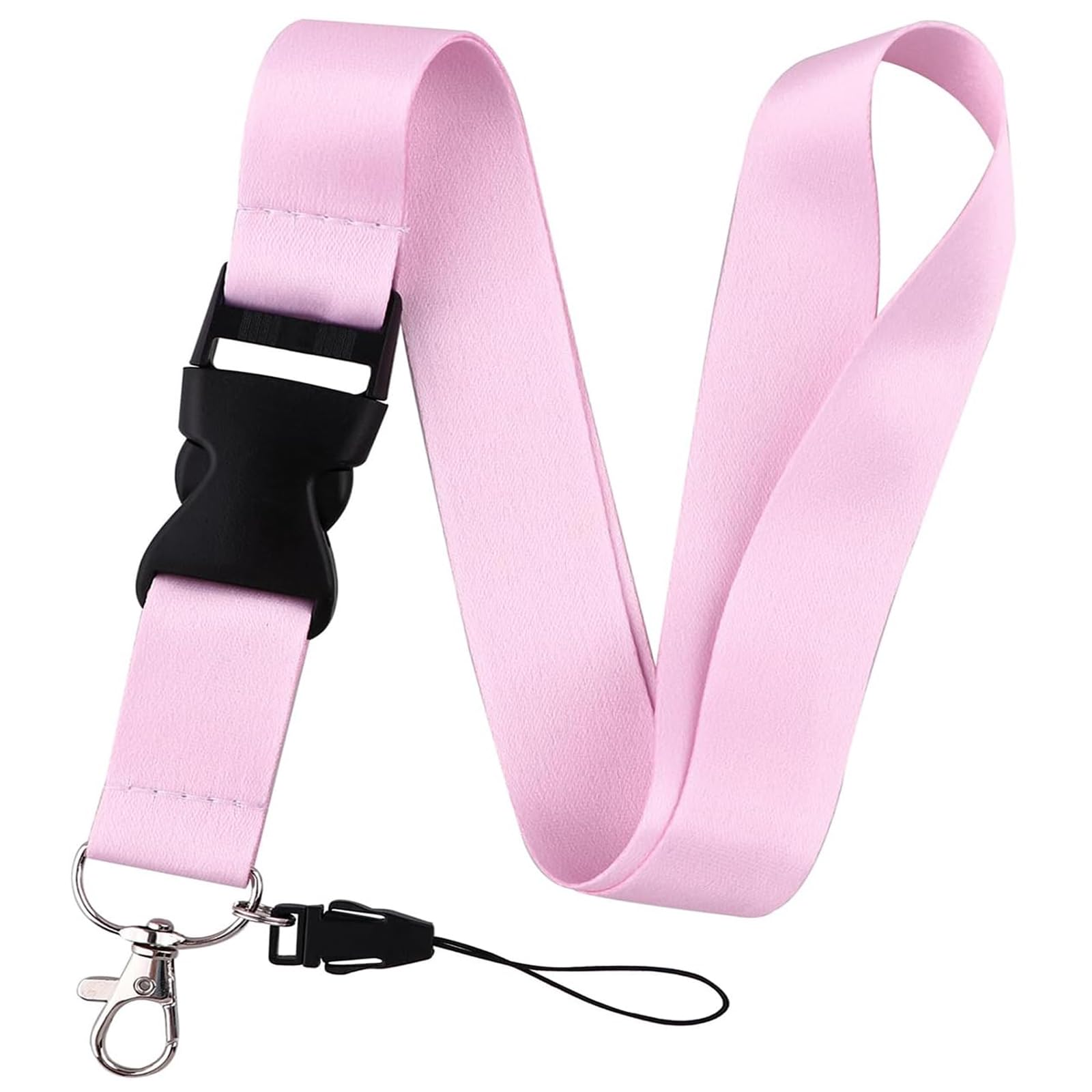 Plain Light Pink Breakaway Lanyard for Keys Cute Key Keychain Lanyard for Women Girls Office for ID Badges Neck Lanyard for ID Card Holder