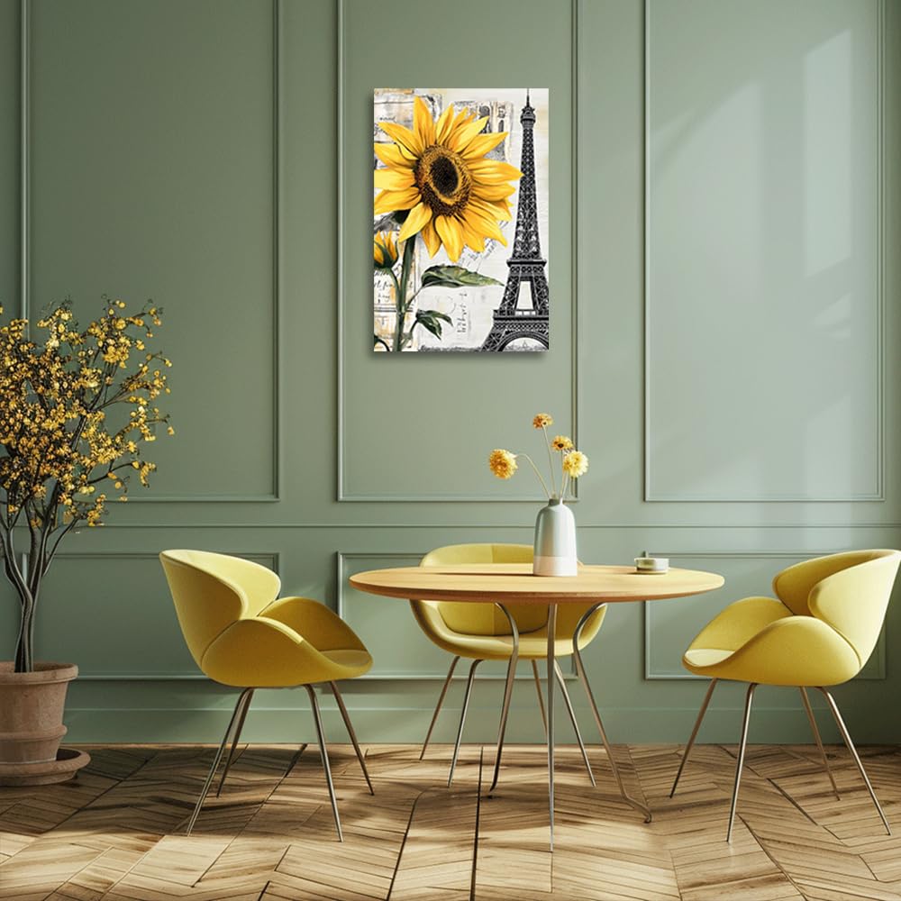 Amazon.com: CGXLB Sunflower Wall Art Paris Eiffel Tower Canvas
