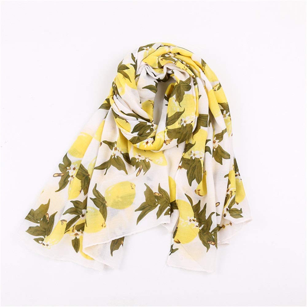 Pañuelos cuadrados de satén, Cuadrado Pañuelo for el cuello Estampado Limón Algodón Lino Seda Amarillo 170x95cm