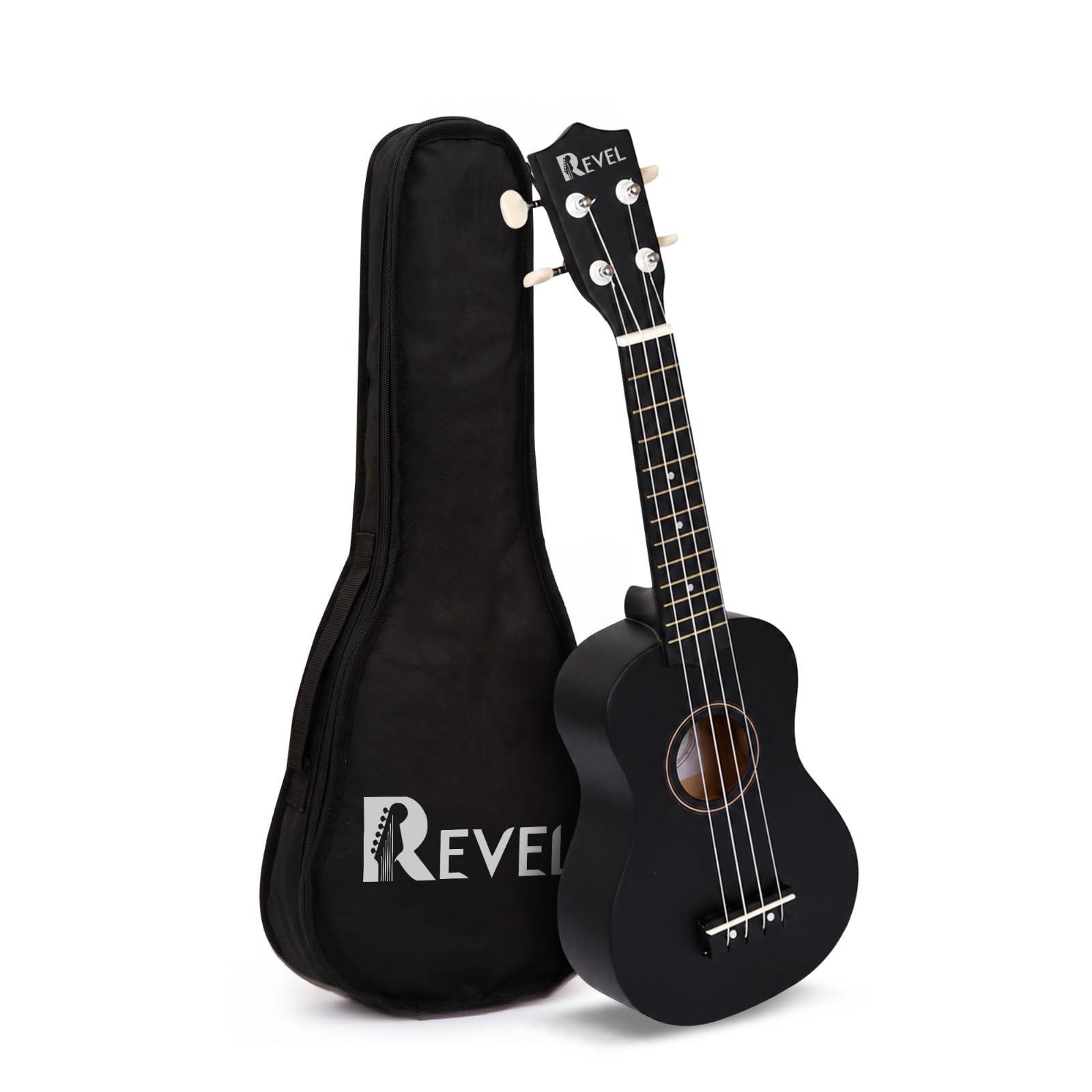 REVEL 21 Inch Soprano Ukulele for Beginners with Carry Bag, 4 String Nylon Ukulele, 12 Frets, Mahogany Wood Body, Lightweight Musical Instrument for Kids, Students & Adults