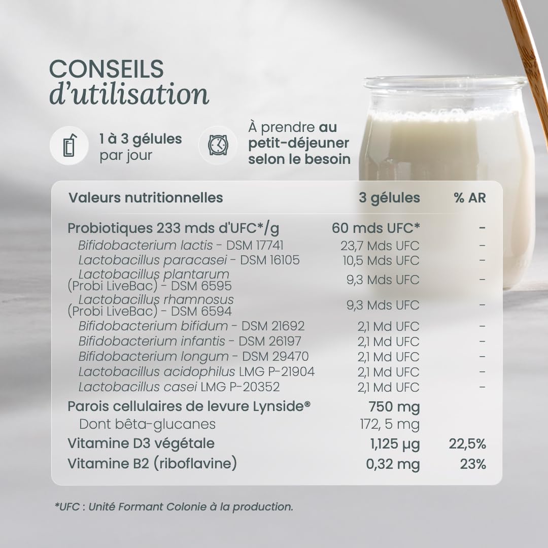 NUTRI & CO Probiotique Flore Intestinale - 60 Milliards UFC/jour - 9 Souches dont 2 Lactobacillus Brevetées - 60 Gélules Gastro-Résistantes aux Enzymes Digestives - Conditionné en France