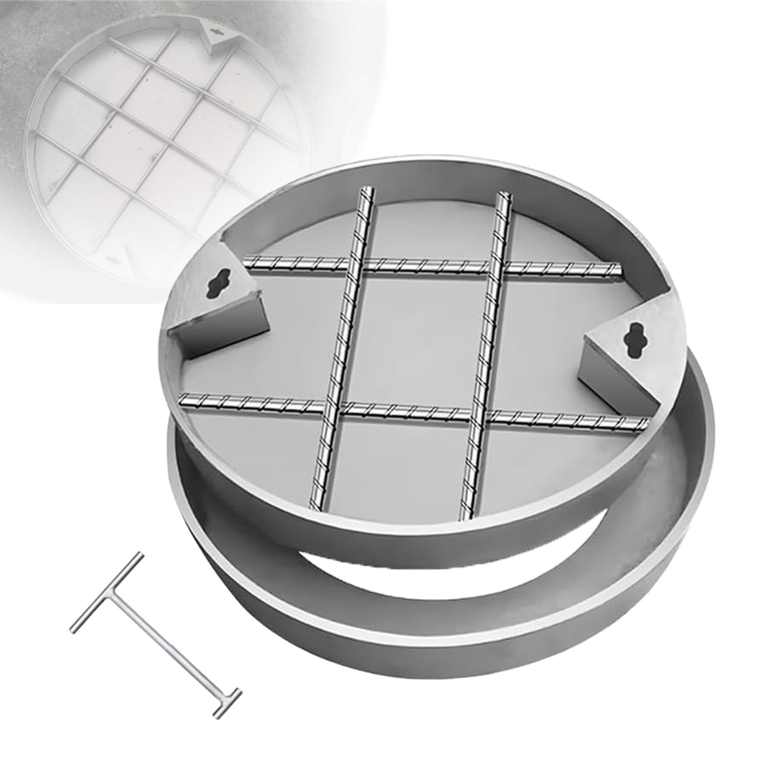 Couvercle de drain circulaire extérieur 40x40 cm haute résistance avec cadre stable