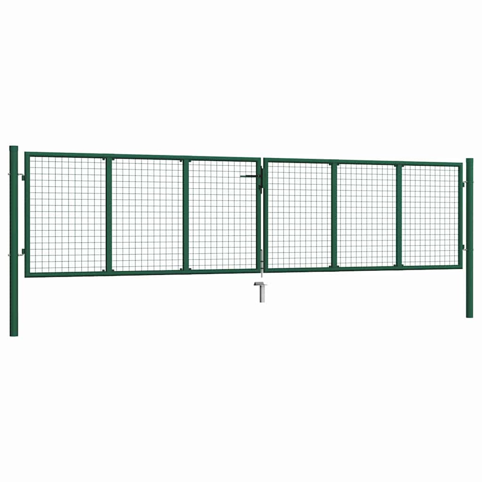Mesh Gartentor Verzinkter Stahl Doppelflügeltor Doppeltor Gartentür Zauntor Hoftor Zauntür Gartenpforte Einfahrtstor Tor Stahl 400 x 100 cm Grün