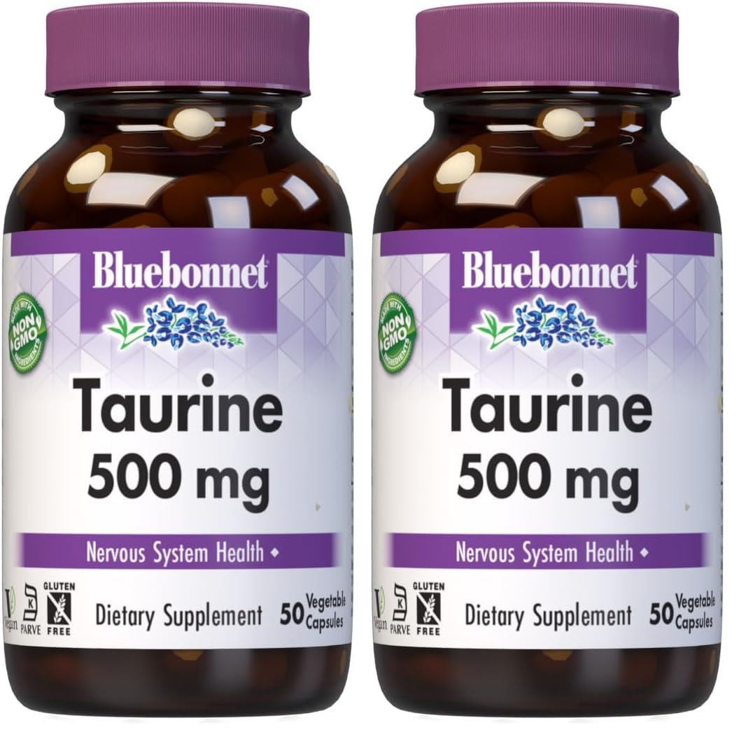 BlueBonnet Nutrition Taurine 500 mg, 50 Capsules 50 Count (Pack of 2)