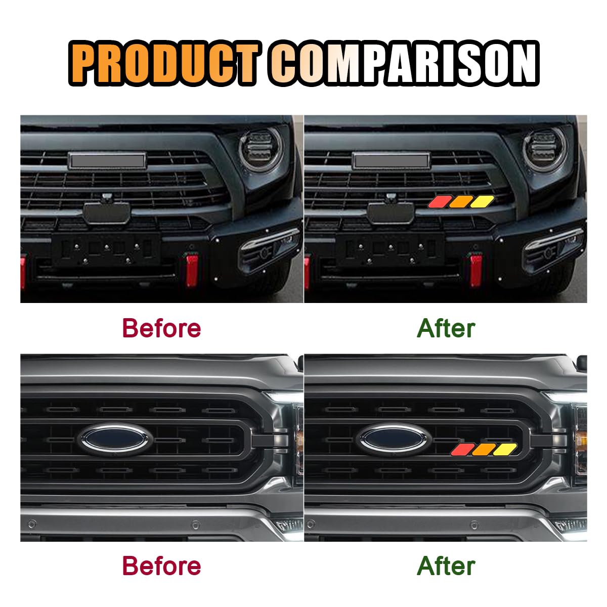 HZEL Badge Décoratif Pour Calandre De Voiture - Emblème Tricolore - Autocollant De Décoration Pour Grille Avant De Véhicule - Compatible Avec Sequoia 4 Runner High-Lander (Style G