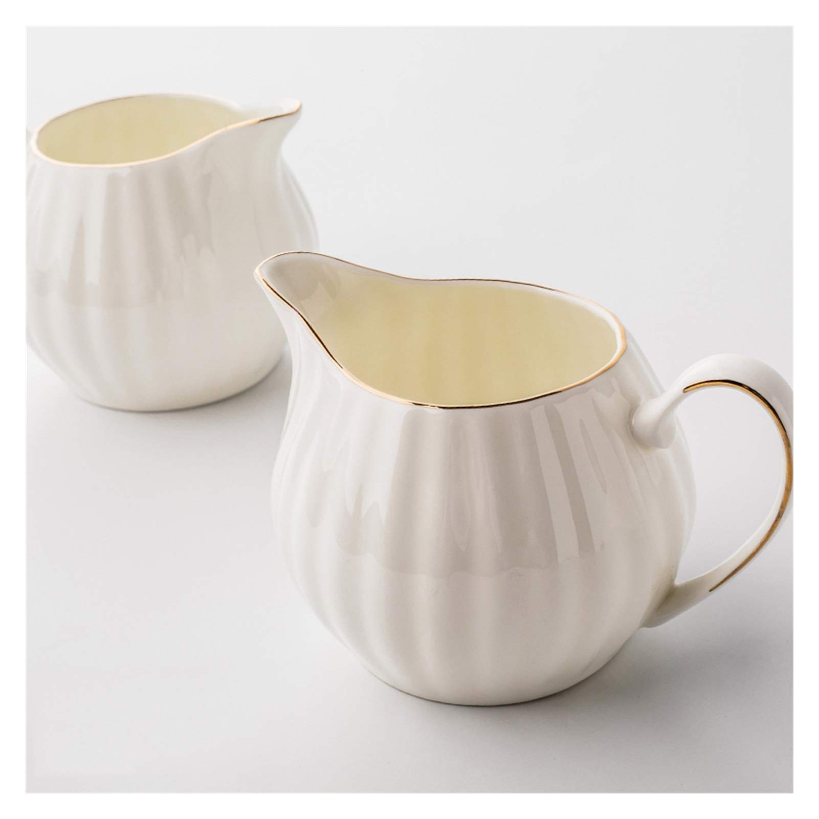 Kubek do spieniania mleka, dzbanek do kawy, dzbanek do śmietanki z cienkiej porcelany ze złotą krawędzią Elegancki dzbanek do mleka na kawę i sos, biały dzbanek do dżemu do kuchni