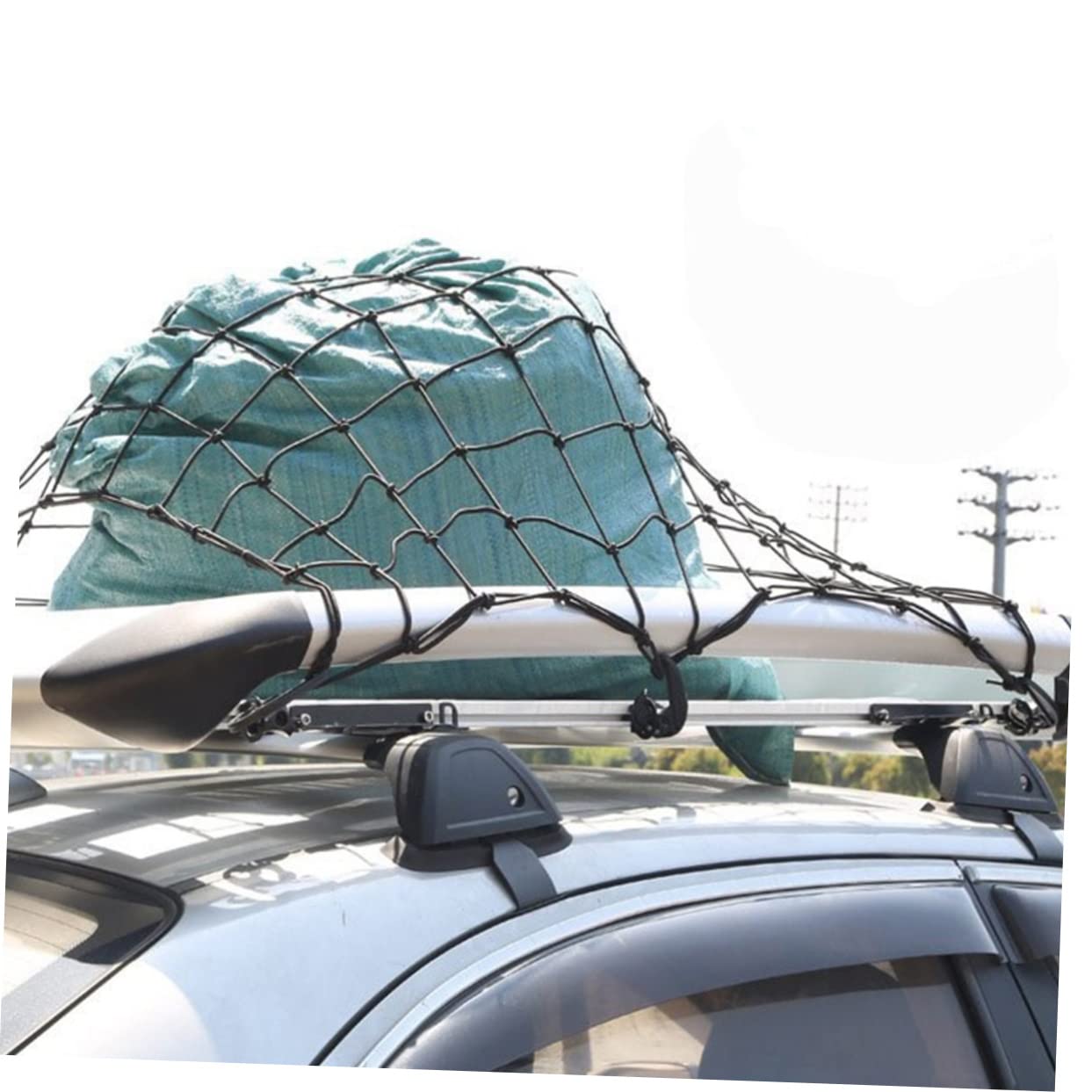 Filet de Toit Voiture pour Bagages Filet de Rangement Voiture Élastique à Bagages pour Noir