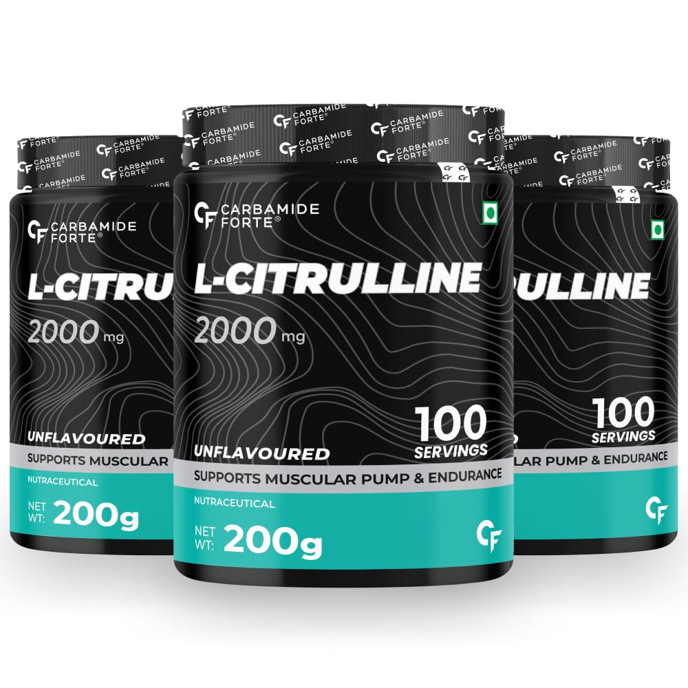 Carbamide Forte L Citrulline Powder 2000mg | Boosts Nitric Oxide, Pre Workout Supplements for Men & Women - Unflavoured - 100 SERVINGS - 200g (Pack of 3)-image-12