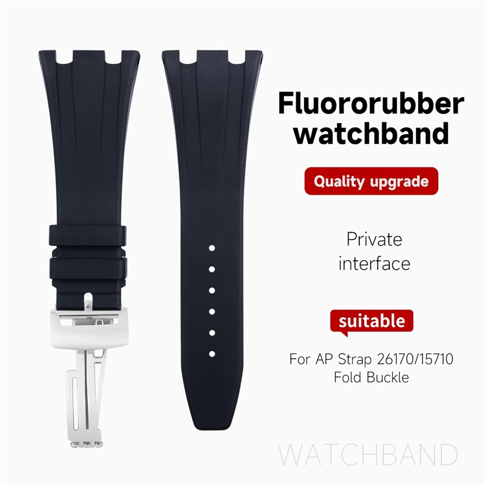 28mm miękka guma fluorowa FKM guma pasuje do paska AP 26170 26176 25940 dla Audemars Piguet pasek do zegarka składane bransoletki z klamrą