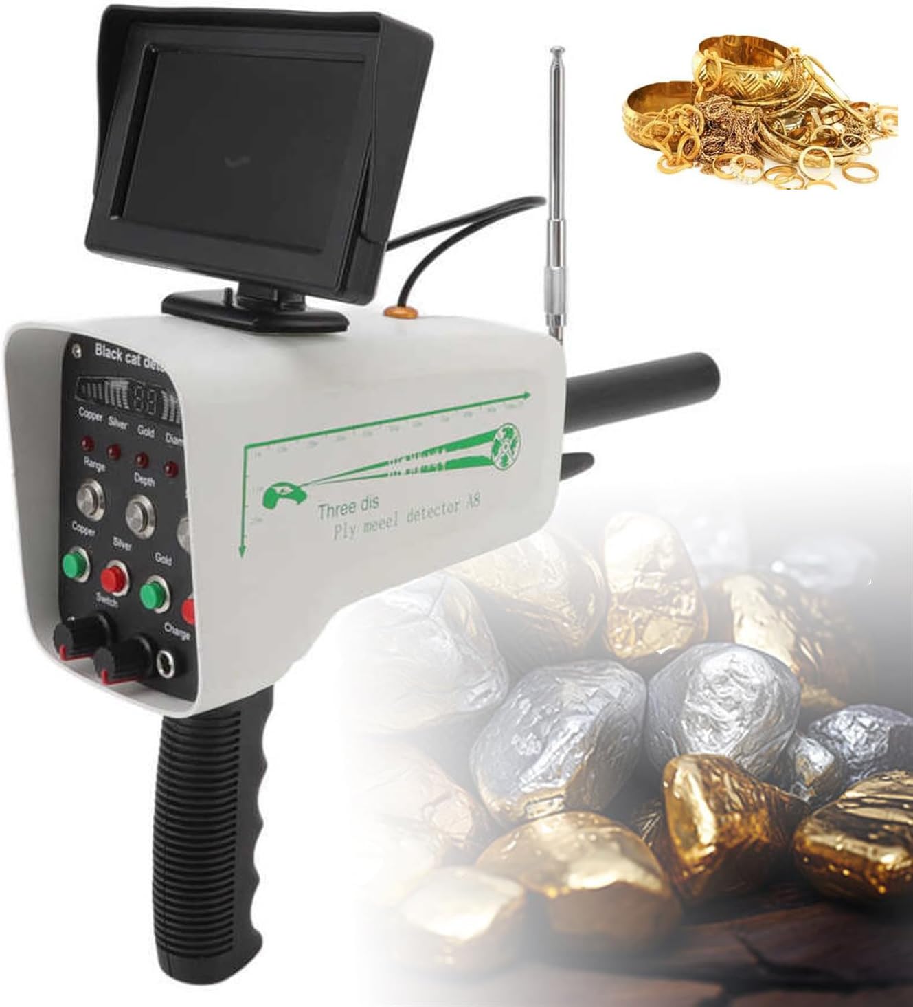 LjlXanthiper Handheld Gold and Silver Scanner Locator Device,Underground Metal Finder with LCD Display,Gold Silver Copper Detection,1000m Range 30m Depth,For Gold Silver Copper Prospecting
