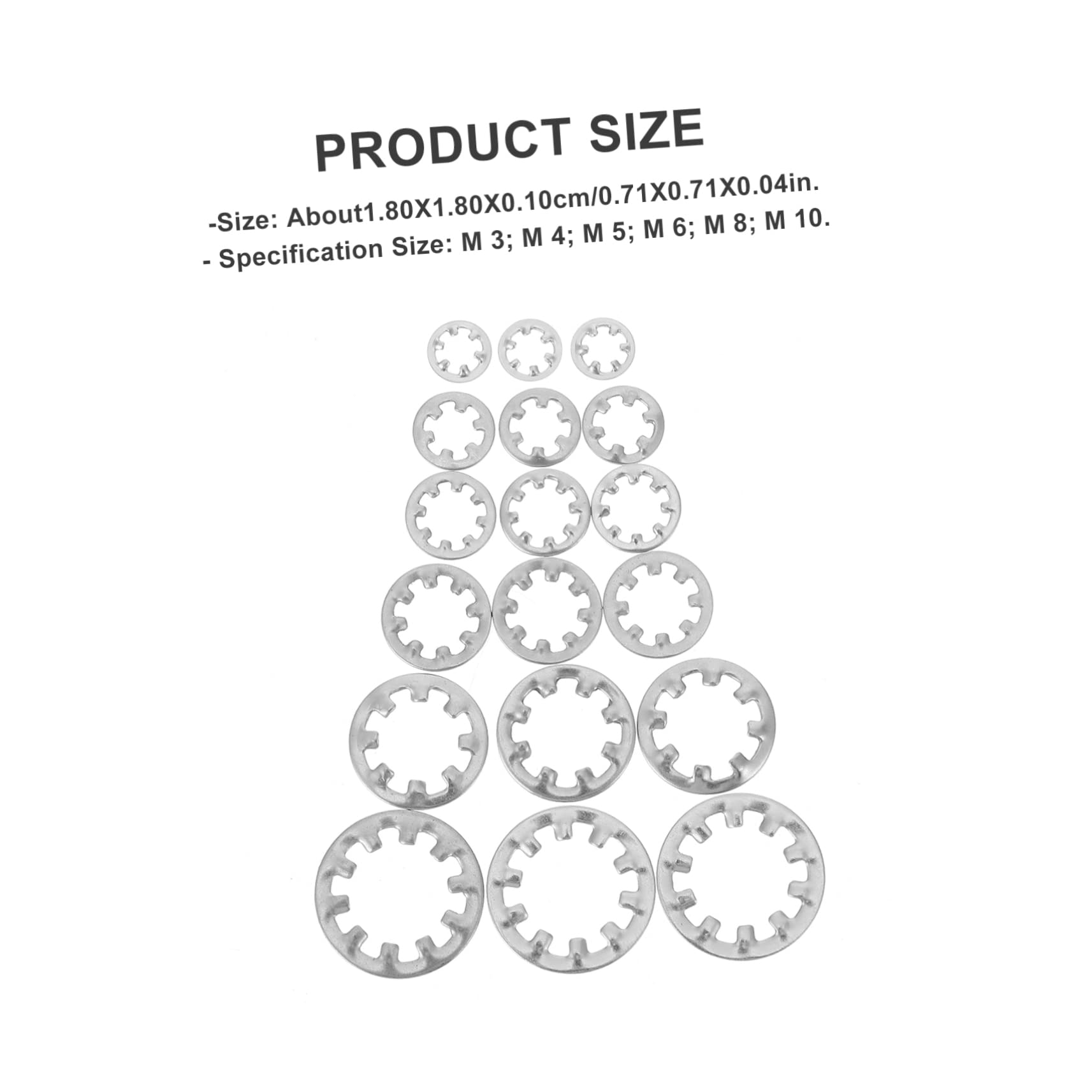 PRETYZOOM 300Pcs Stainless Steel Internal Tooth Lock Washers Assortment Kit Serrated Lock Washer Set for Secure Fastening