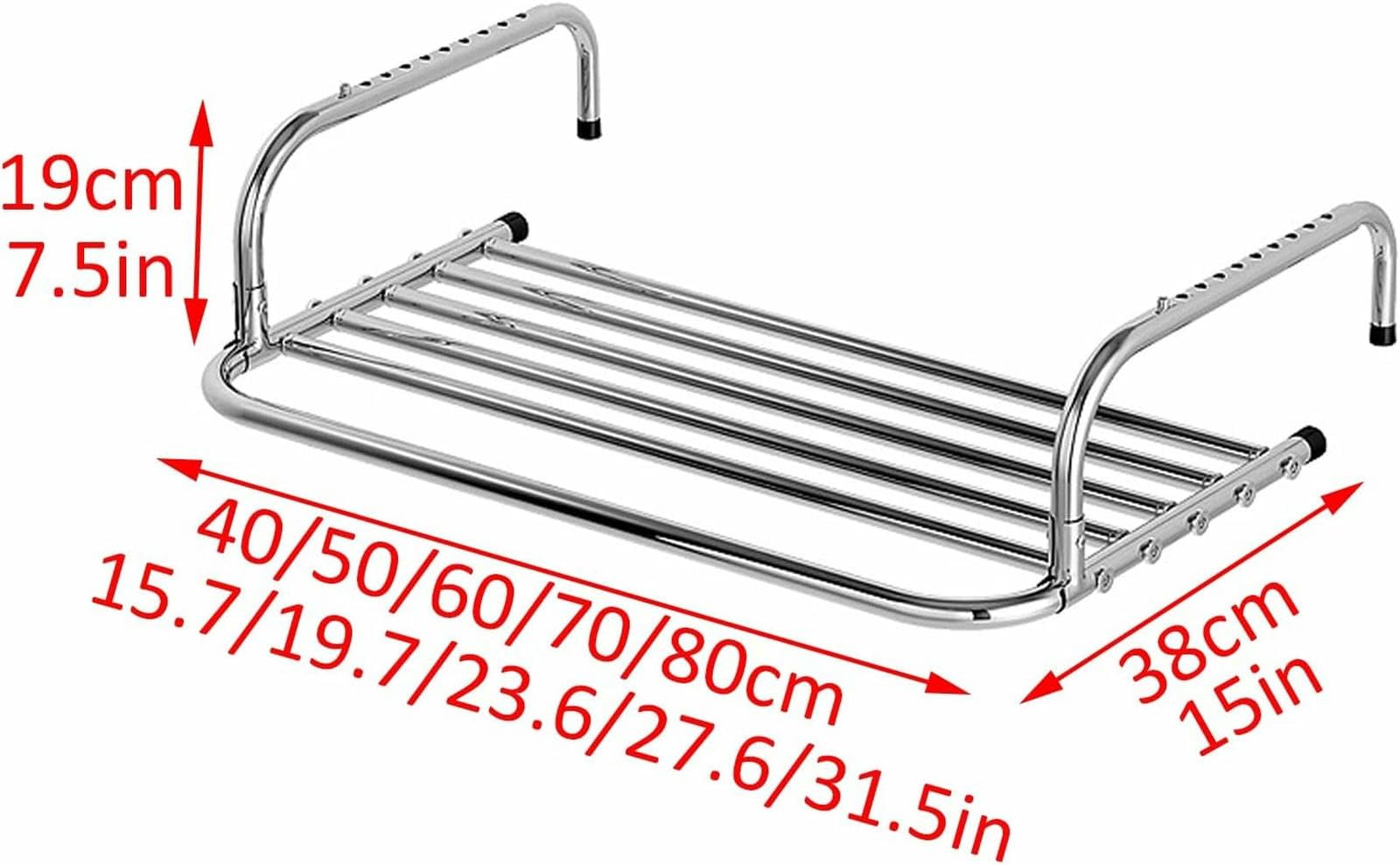 Stendibiancheria, stendibiancheria in Acciaio Inox, stendibiancheria Pieghevoli, per ringhiere di balconi e davanzali (19,7 Pollici)