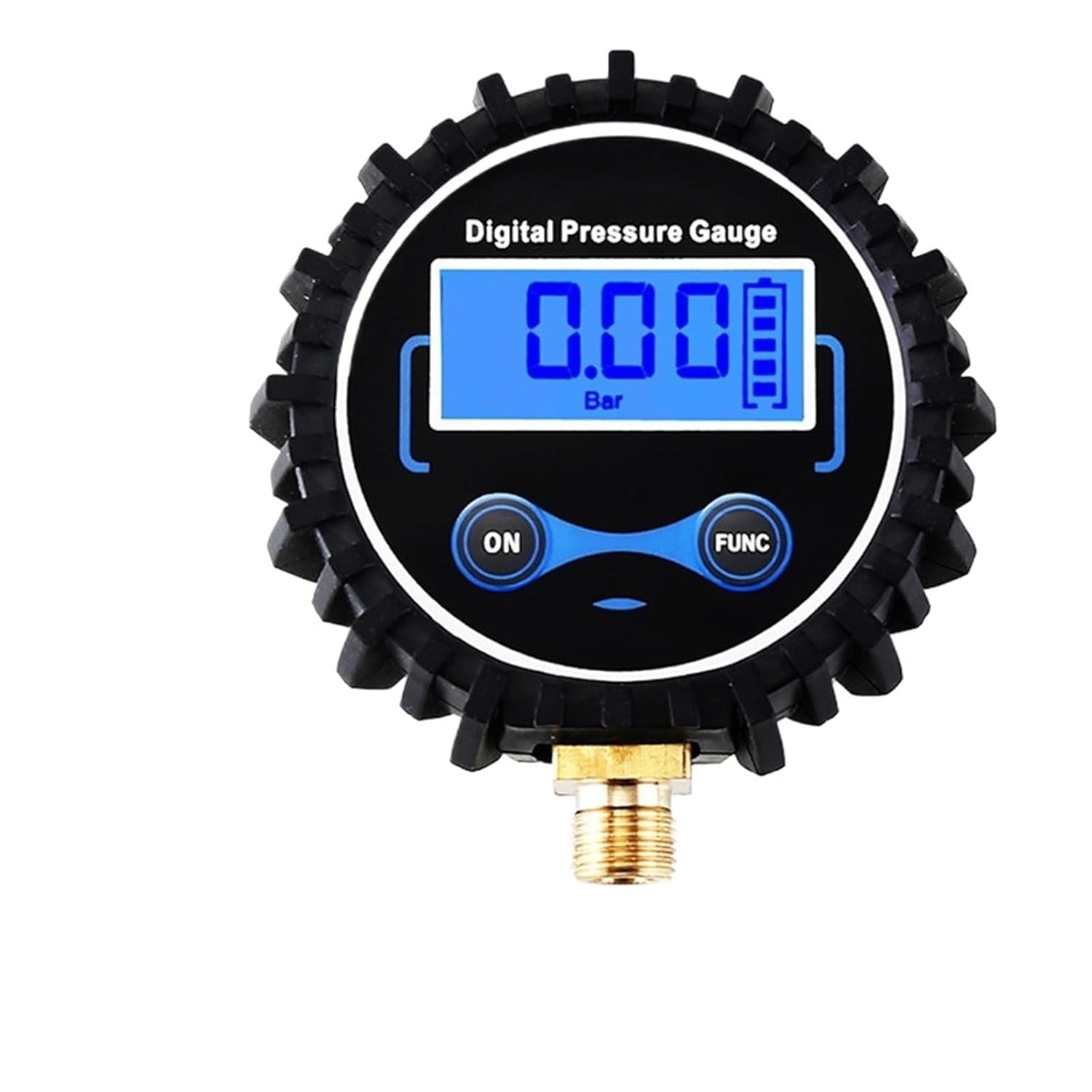 1pc 0-200PSI Air Pressure Gauge Dial Meter Tester Copper Rubber Digital Tire Pressure Gauge Tool(Without LED Light)