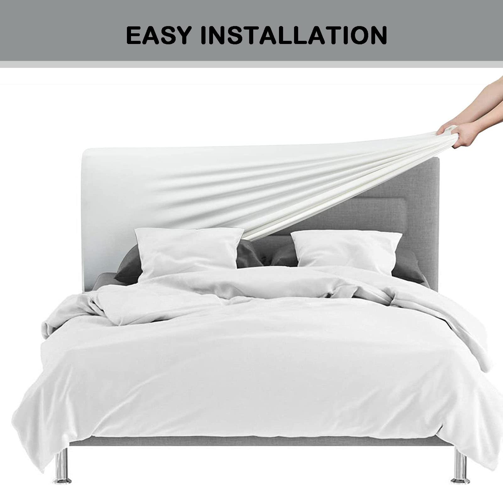 Copertura per testiera letto elasticizzata in morbido velluto a 360°, antipolvere e ispessente, blu, 120-140 cm