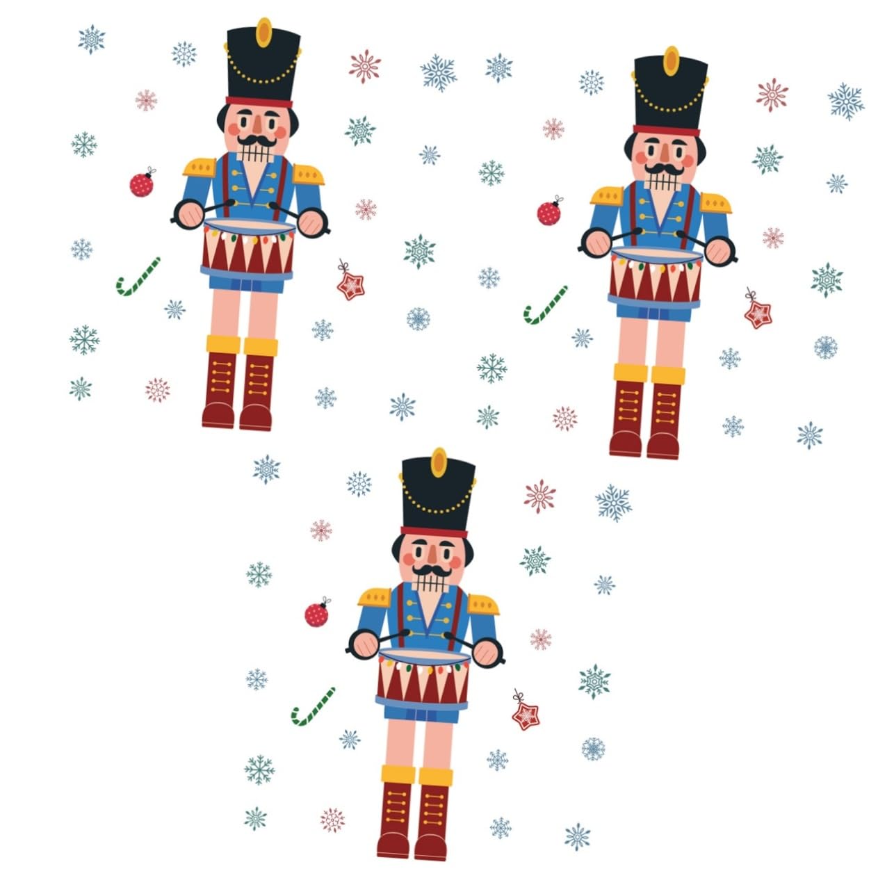 Ciieeo 3 Adesivi in ​​pvc Per Finestre A Forma Di Schiaccianoci Di Natale Fiocchi Di Neve Decorazioni Natalizie Per La Casa