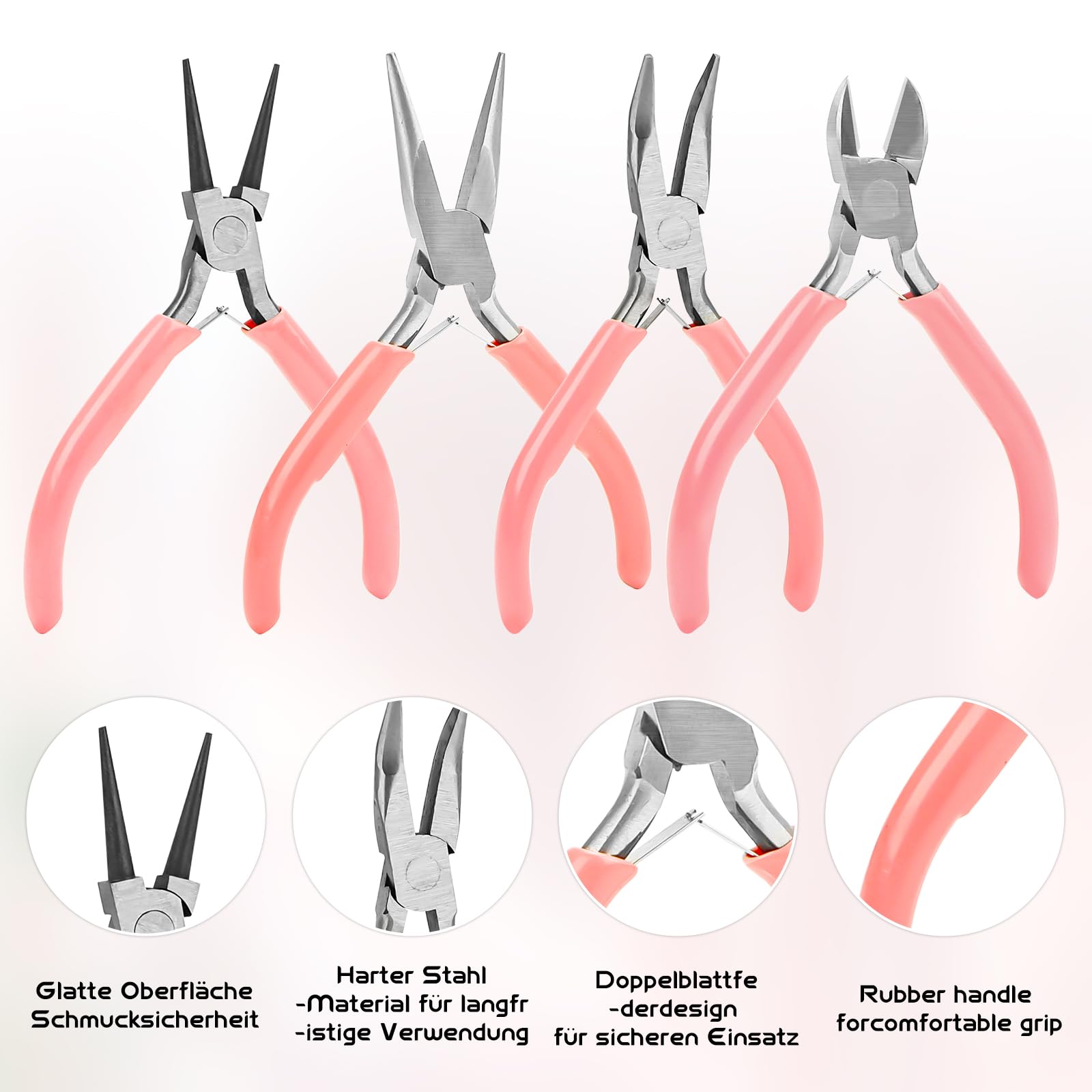 Set di pinze per gioielli, set di utensili per gioielli con pinza per aghi, pinza per catena, tagliafili, ideali per gioielli, creazione di gioielli, gioielli per riparazione e fai da te (set