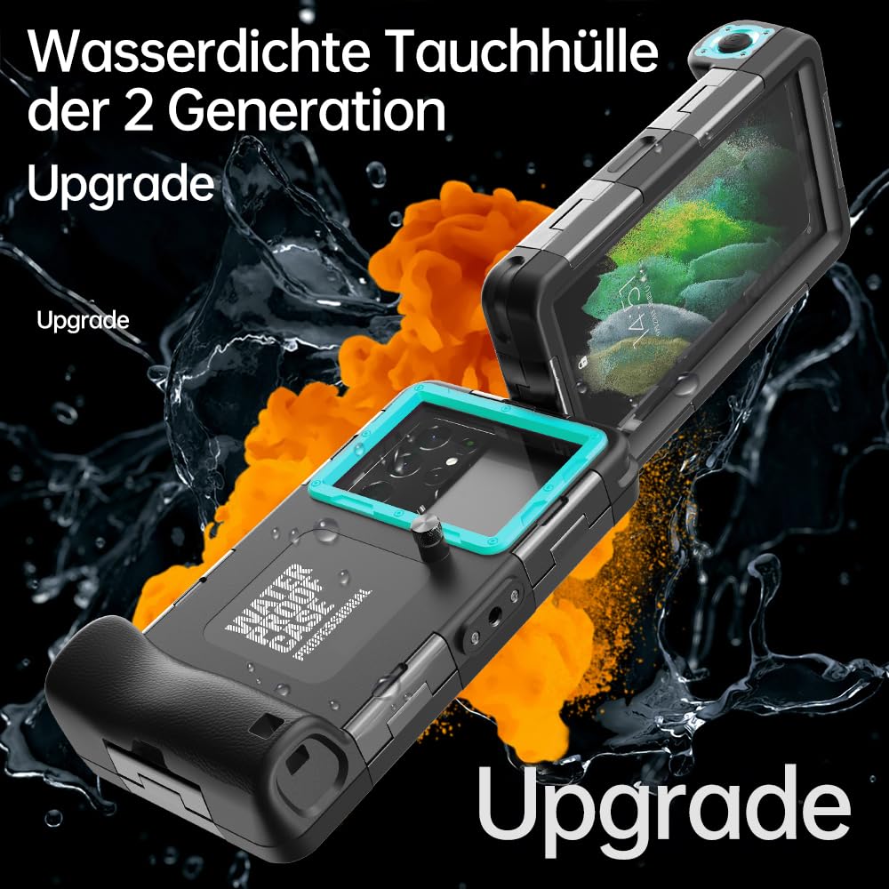 Profesjonalna wodoodporna obudowa IP68 15M - kompatybilna z iPhone, Samsung, Huawei, Xiaomi - do 6,9 cala - do nurkowania, snorkelingu, surfowania i pływania (czarno-niebiesko-zielony)