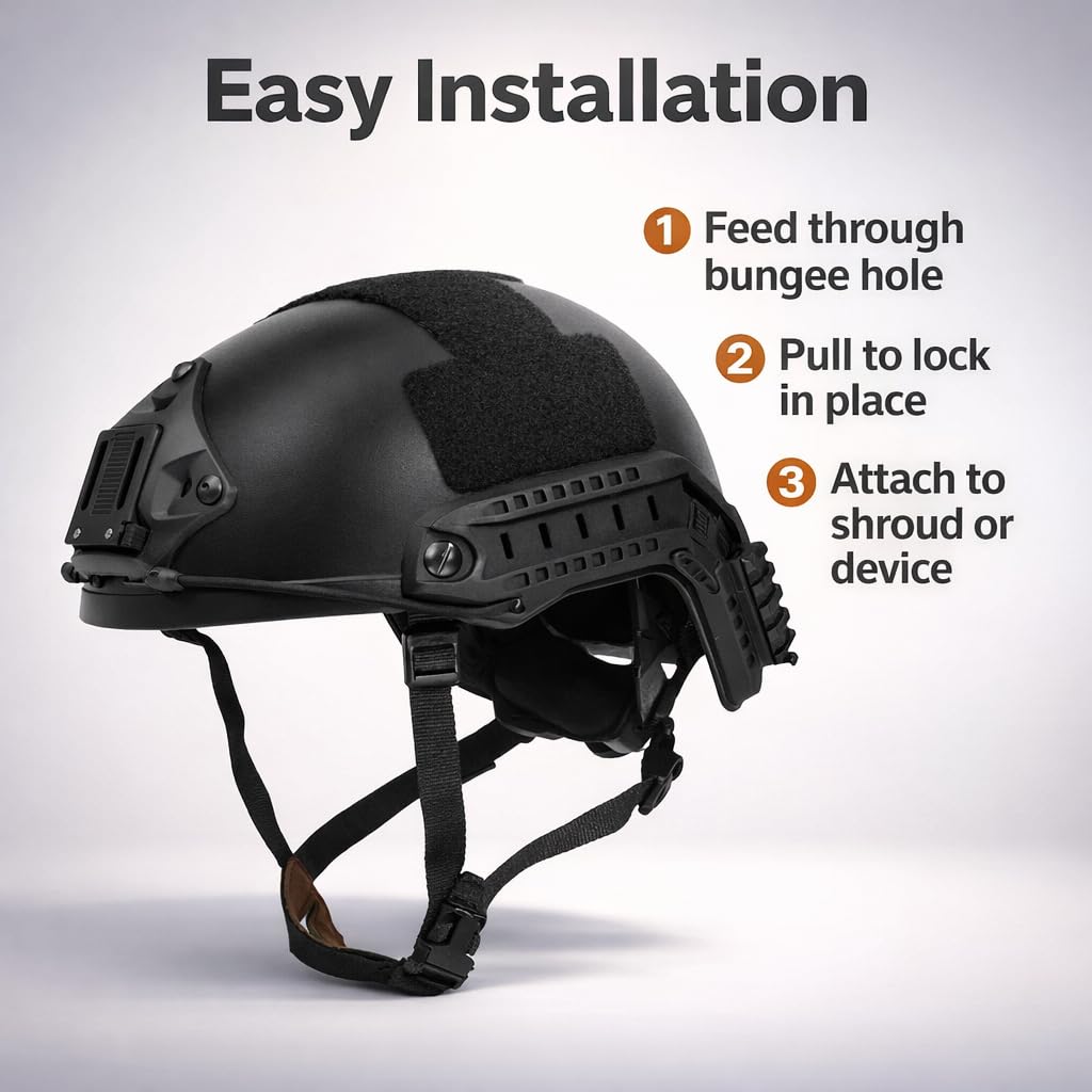 DLP Tactical NVG Bungee for ARC Rail Helmets – Compatible with ACH, MICH, Ops-Core Fast & Crye AirFrame – Stabilizes Night Vision Goggles –