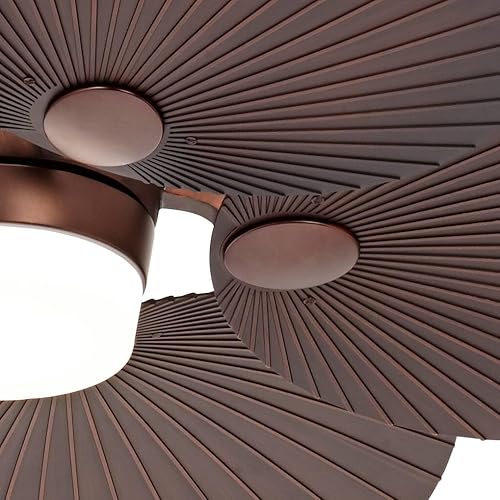 Miniatura 10 de Casa Breeze - Ventilador de techo tropical costero para interiores y exteriores de 52 pulgadas con luz LED control remoto al aceite bronce cepillado