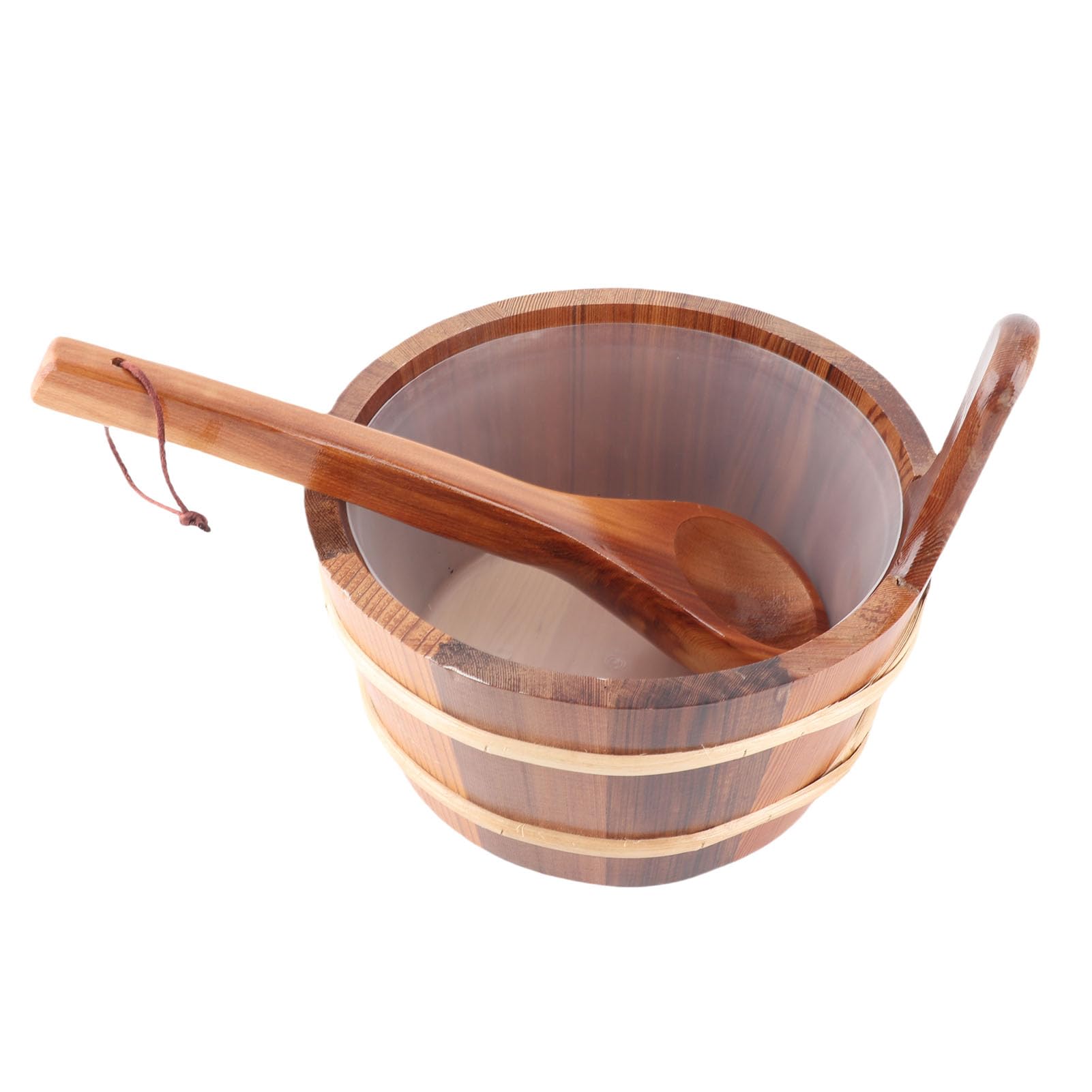 Secchio per Sauna, Legno di Cedro Premium con Rivestimento in Plastica A Prova di Perdite Resistente alle Alte Temperature, con Maniglia, per Doccia Piscina Spa 4L