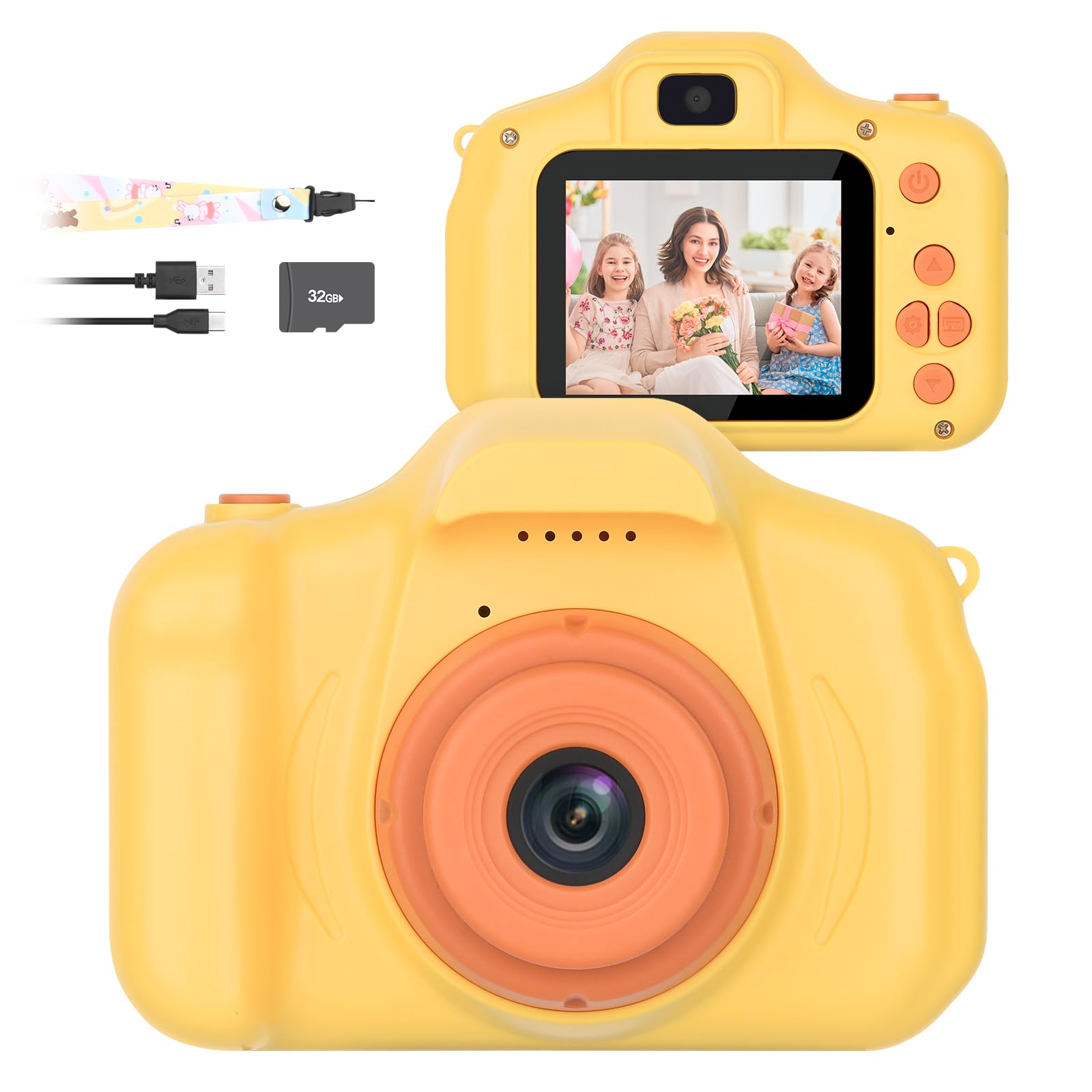 Mafiti Kids Camera,26MP HD Mini Selfie Digital Camera for Kids,Toddler Camera1080P Video,Outdoor Toy for Holiday,Birthday Xmas Gift for 3-8 Years Old Girl Boy (Orange)
