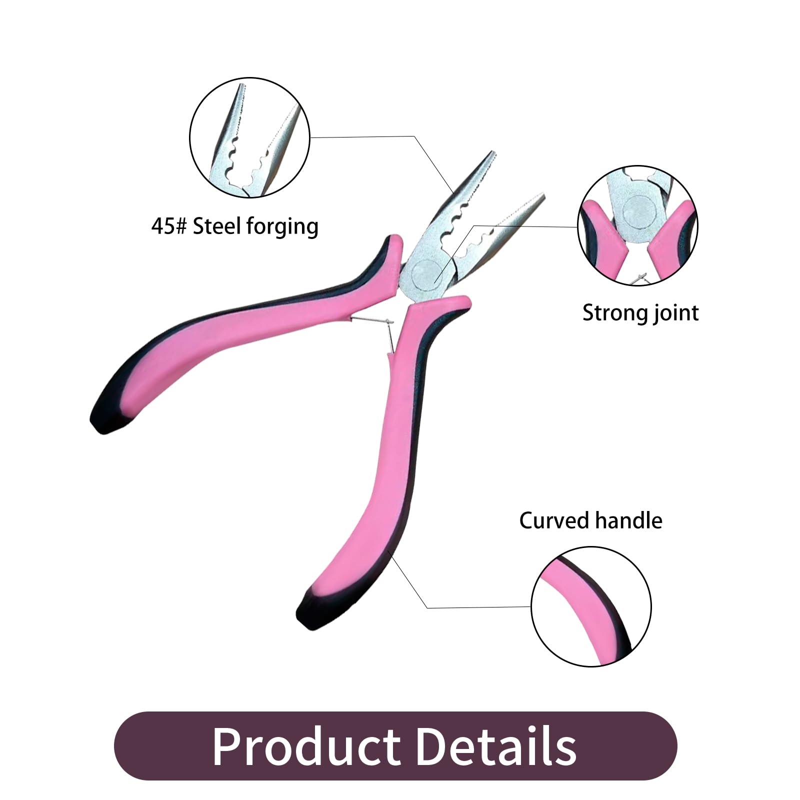 Hair Extension Pliers for Professional Use Mini Pliers Precision Tool for Installing and Removing Hair Extensions Ergonomic Handle - Image 3