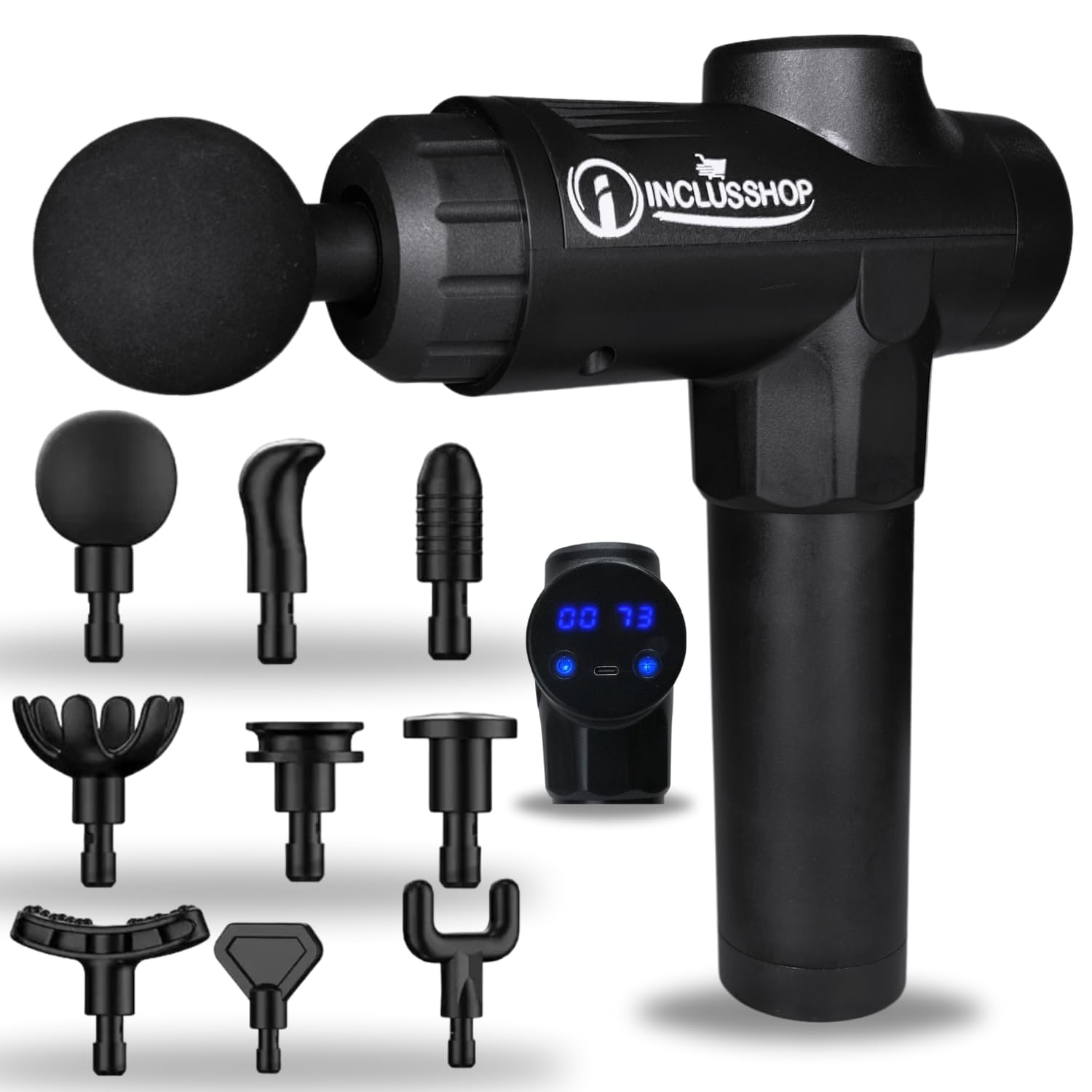 INCLUSSHOP Deep Tissue Massage Gun with Touchscreen Display, 9 Heads | True Percussion Muscle Massager Full Body Pain Relief, Relaxation Neck, Shoulder, Back, Foot for Men & Women (Big) (B0CV4C5GWJ) Amazon Price History, Amazon Price Tracker