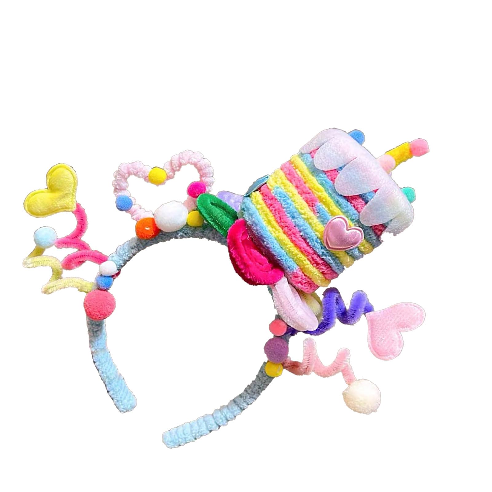 JADEWaa Party Star Cake Hair Decoration Headpieces Adjustable Twisted Birthday Headband for Women and Girls Cake Headband