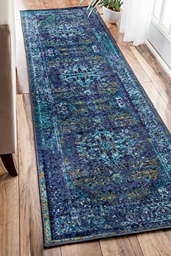 nuLOOM Vintage Persian Runner Rug, 2' x 8', Reiko Teal