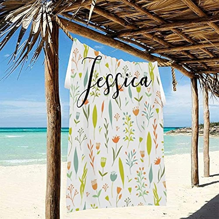Flower Floras Personalized Beach Towel, Custom Beach Towel with Name, Large Size Customzied Bath Pool Swiming Towel for Adult Kids 3060 inches (Flora 3)