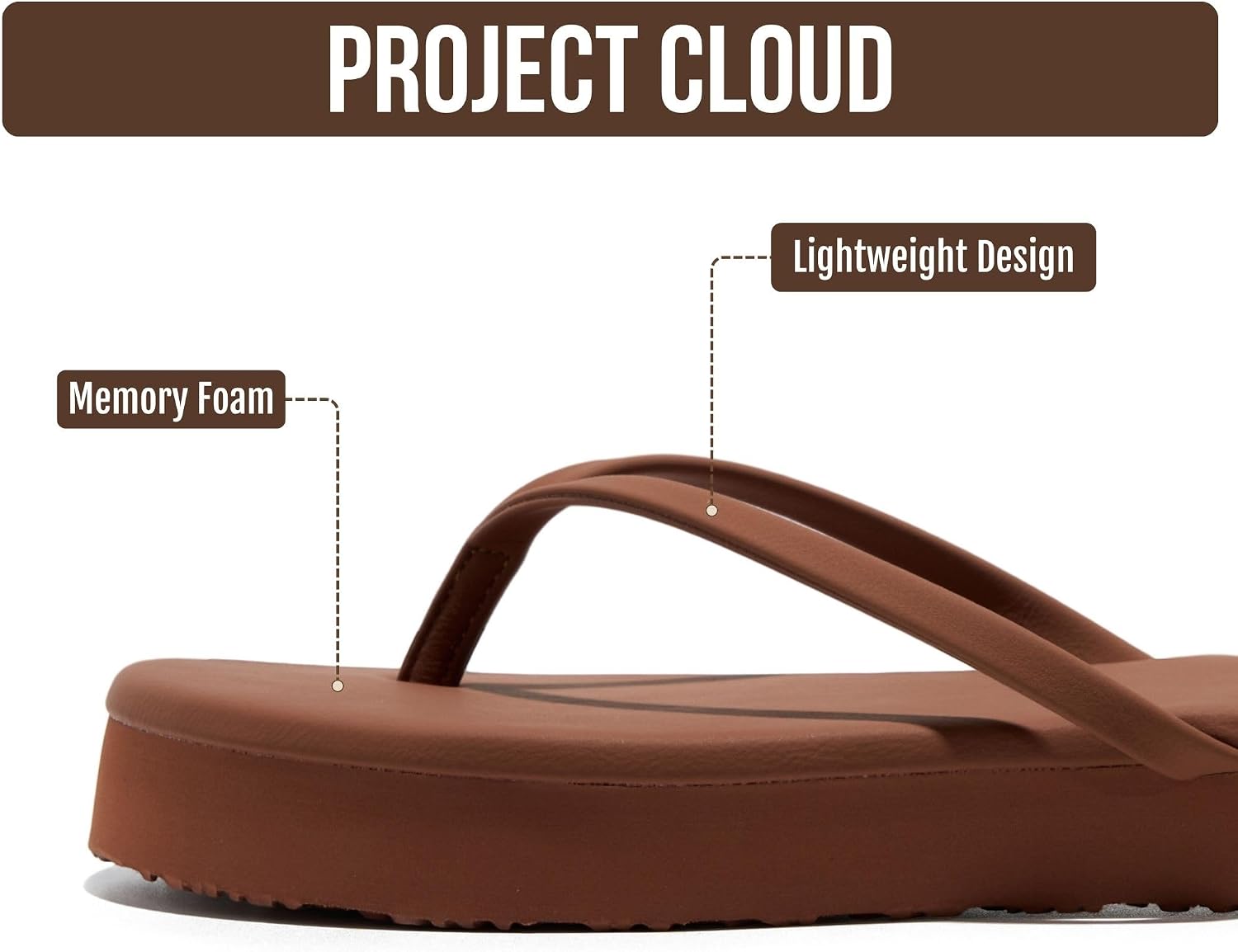 Project Cloud Platform Sandals Women Memory Foam Flip Flops image 4