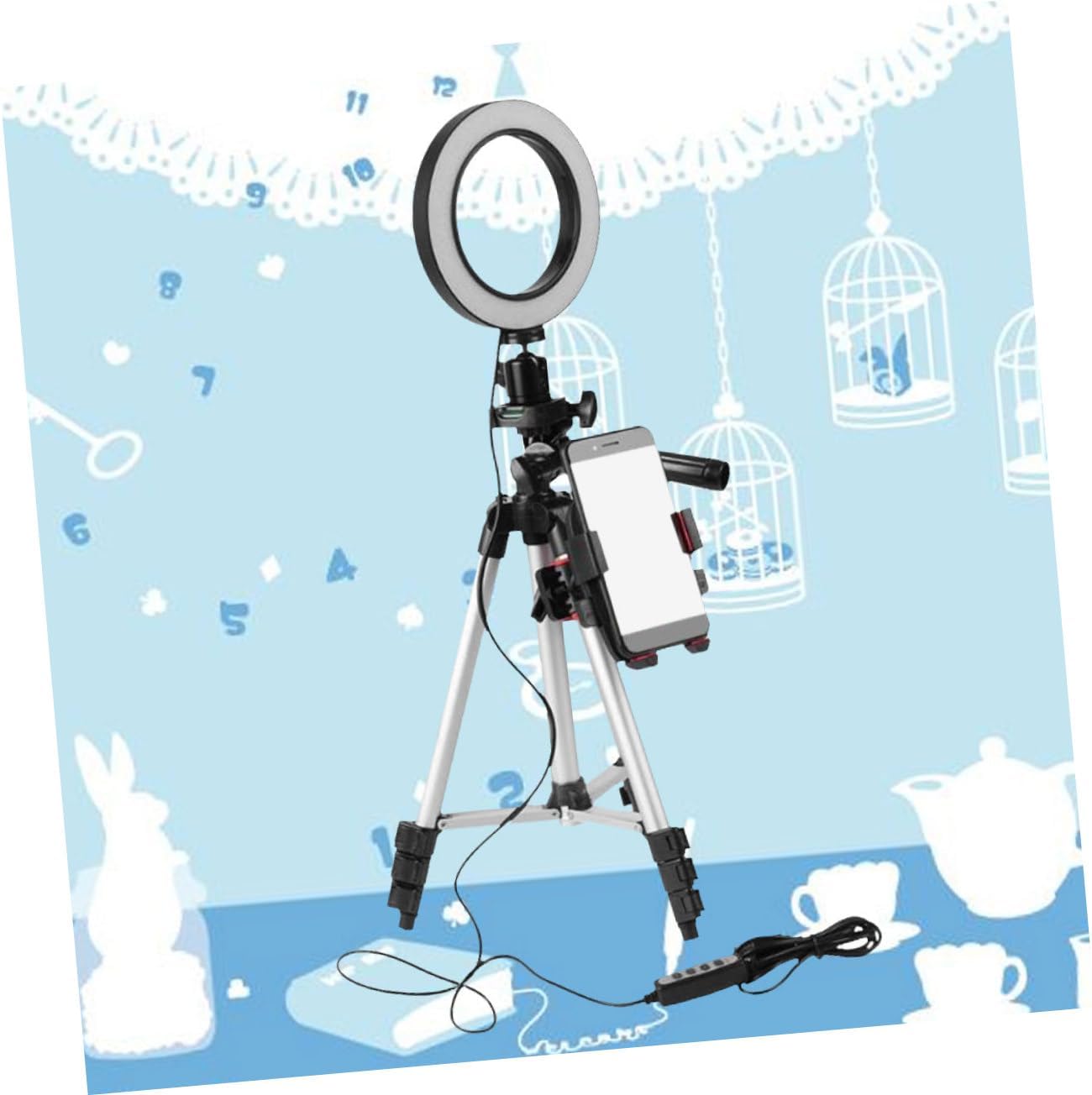 Dimmable Led Light with Tripod Stand and Phone Holder for Streaming and Photography USB Powered Mini Light for