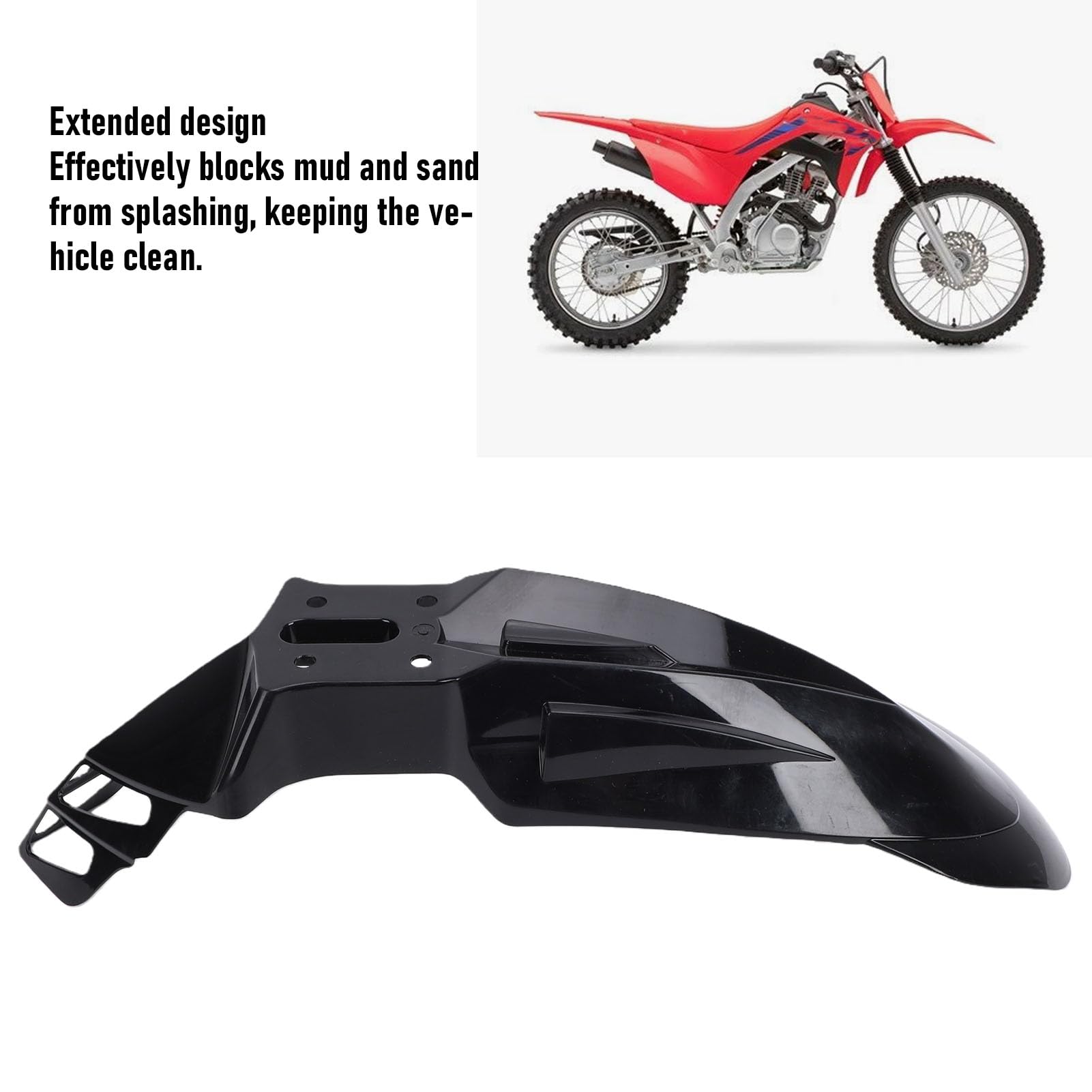 Ausla Universal Motorrad Kotflügel Vorne Spritzschutz Kotflügel Schutz Schwarz Leicht Langlebig für CRF150 230F XR125 XR250 XR450 KLX125 KLX250