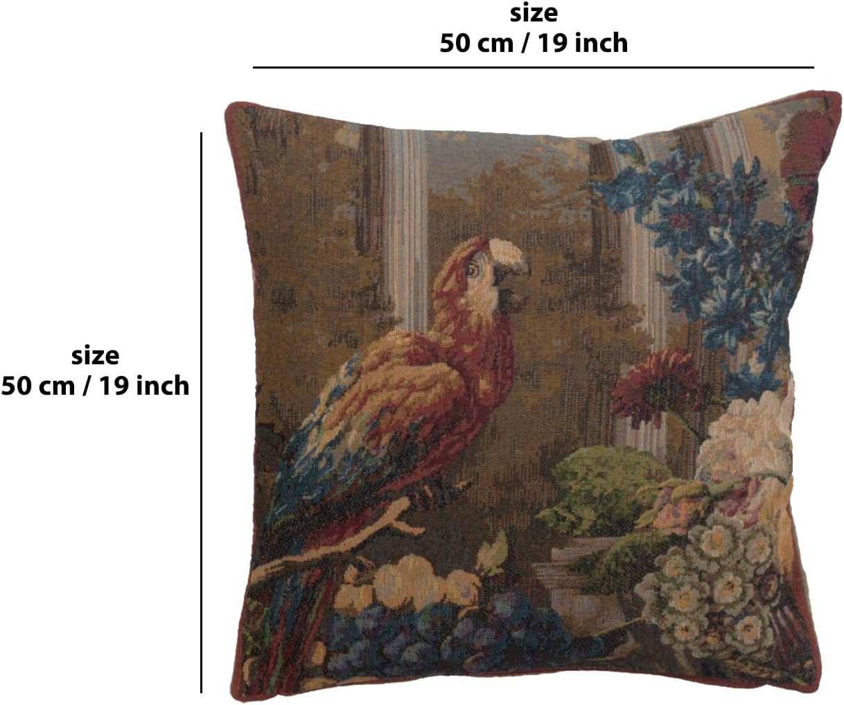 Perroquet French Country Floral Cotton Jacquard Pillow Cover