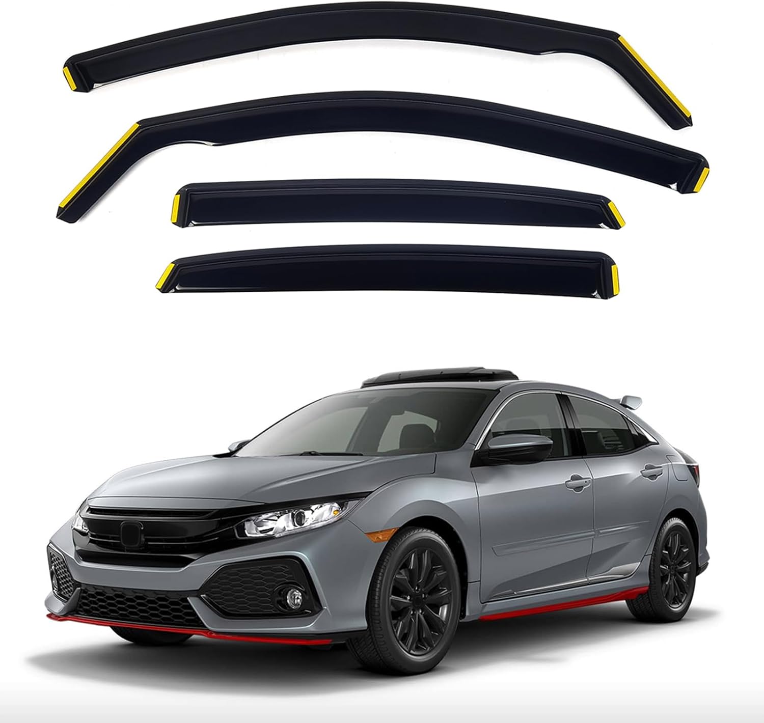 in-Channel Window Visors Compatible with Honda Civic Hatchback 2017-2021?Rain Guards Sun Shields Window Deflector?4 pcs