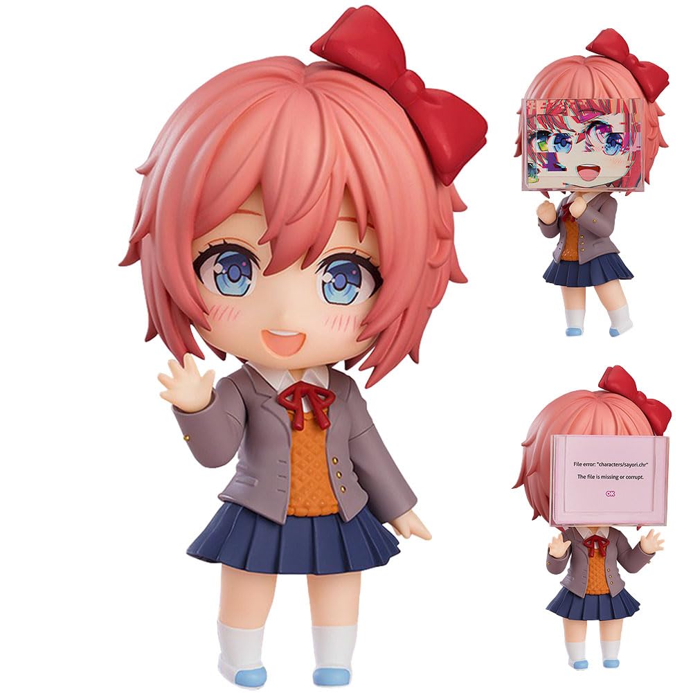 Anjinguang Sayorii Figure Anime Action Figurine Q Edition Interchangeable Face Model with Accessories PVC Anime Statue Collection Desktop Ornaments 10CM