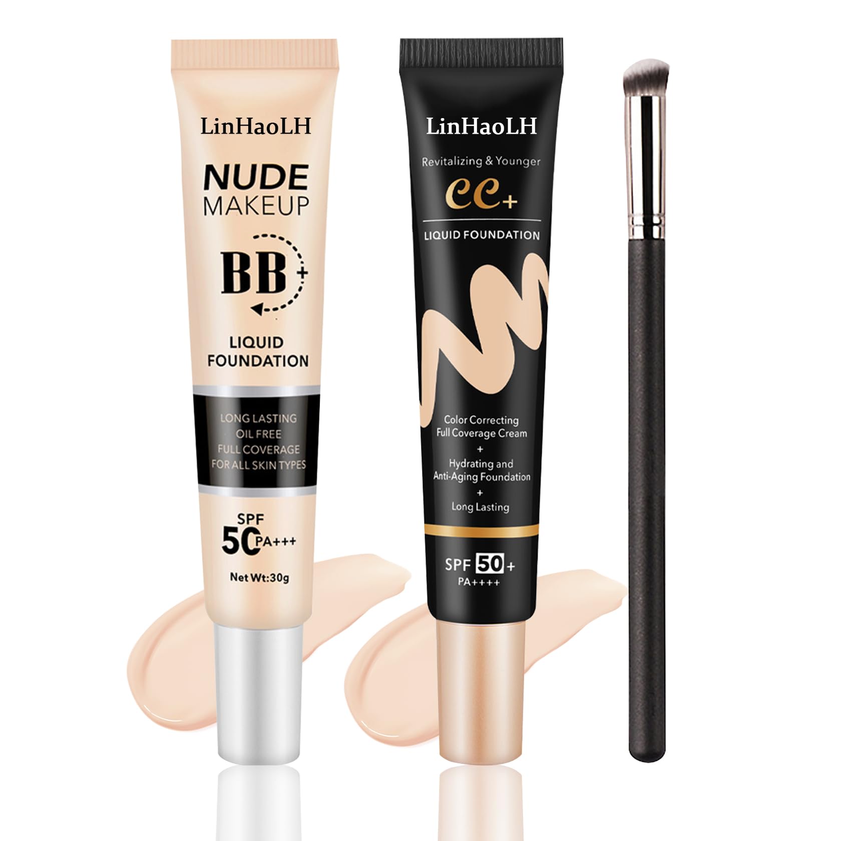 Full Coverage Concealer Foundation Oil Control Long Lasting Lightweight BB Cream Tinted Face Moisturizer with SPF 50 PA