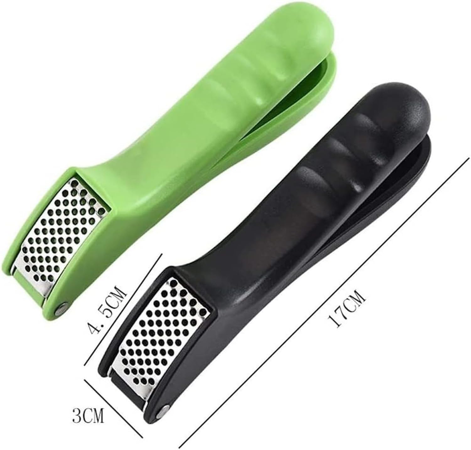 Knoblauchpresse Zerdrücker, Ingwer Knoblauchpresse Zerkleinerer Edelstahlmaterial, Einfach zu verwenden und zu reinigen ohne Kleckern, Keine fliegenden Zehen, Schwarz, 17 * 4,5 * 3cm