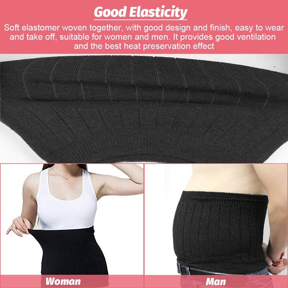 Faja Lumbar para Mujer para Invierno, Calentador Lumbar de Lana Suave y Elástico Faja de Calor para Proteger del Frío la Zona Lumbar y del Abdomen Calentador de Cintura para Mujer, Negro