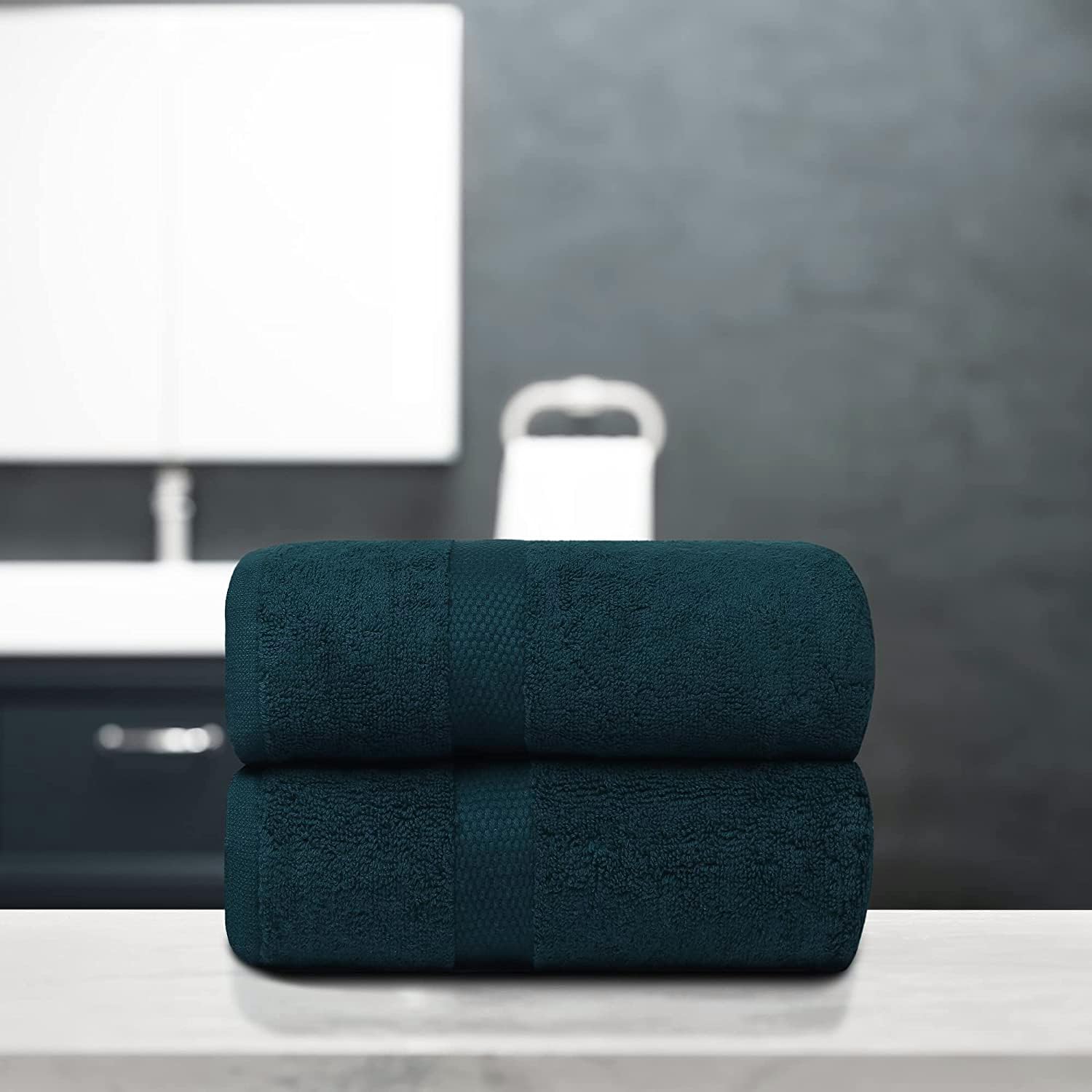 Wholesale Trade Dealz 2 X Super Jumbo Bath Sheets (100 x 200 cm) Primium 100% Egyptian Combed Cotton Extra Large Bath Sheet Towels XL Body Wrap Towel (Blue Lagoon - Image 2
