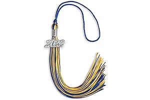 2022 Endea Graduation Blue and Gold Tassel Duo with Silver Charm