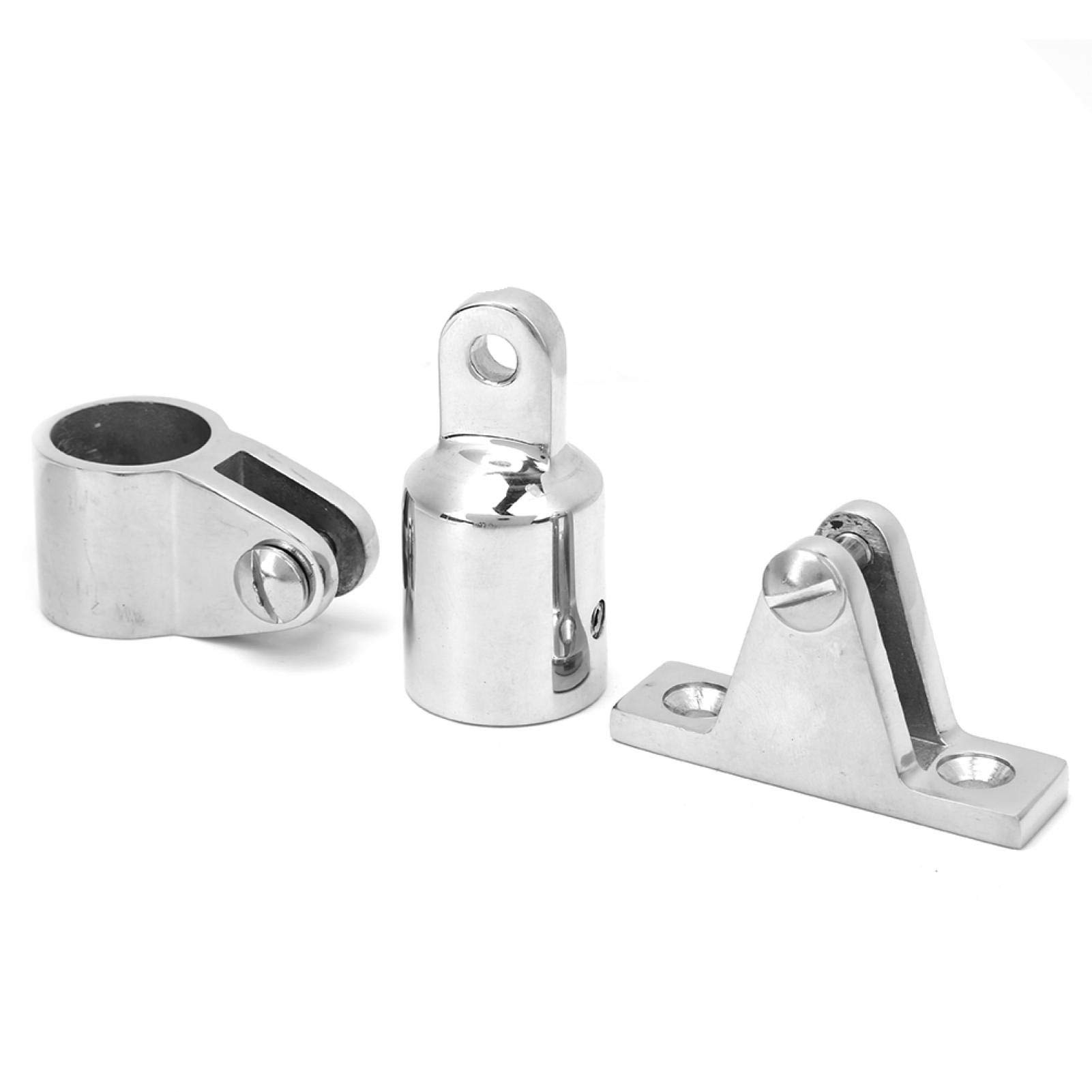 16 Stück Bimini Top Scharnier Schienenmontage Boot 3-Bogen Bimini Top Abdeckkappe Edelstahl Bootsbeschläge Hardware Scharnier Montage Kiefer Schieber Bimini Top Eye End Kit 25mm/1in